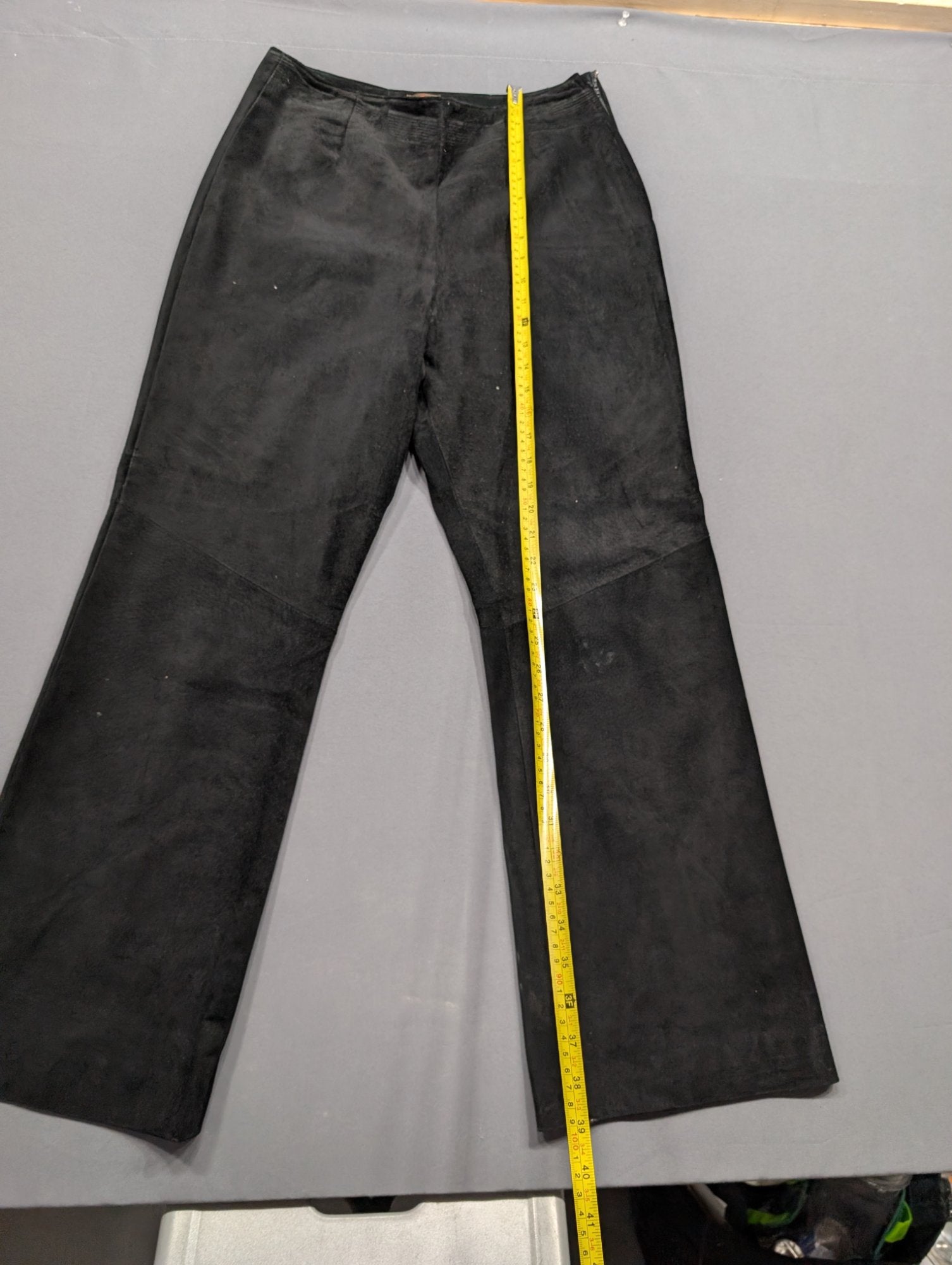 Black Suede Leather Flare Pants Women's ~40in Length ~20in Waist