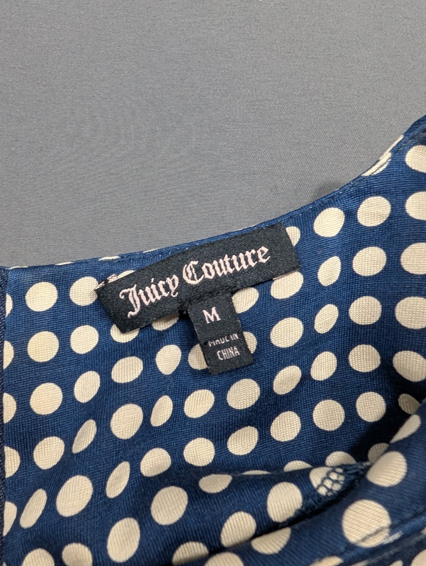Juicy Couture Polka Dot Drop-Waist Dress Navy Blue Size M