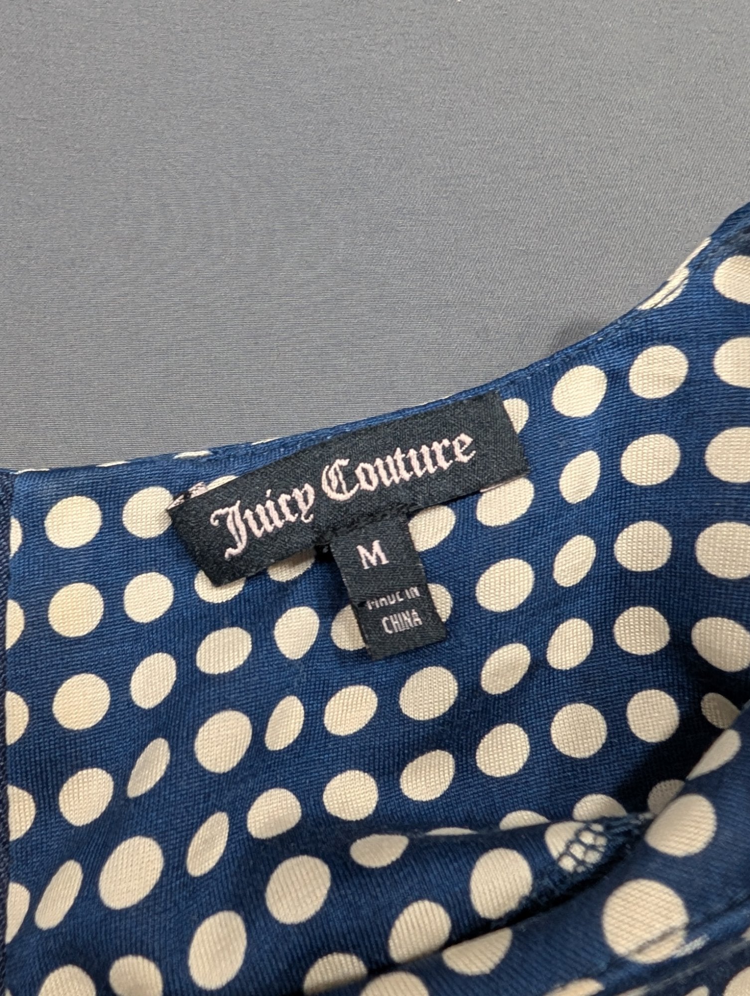 Juicy Couture Polka Dot Drop-Waist Dress Navy Blue Size M