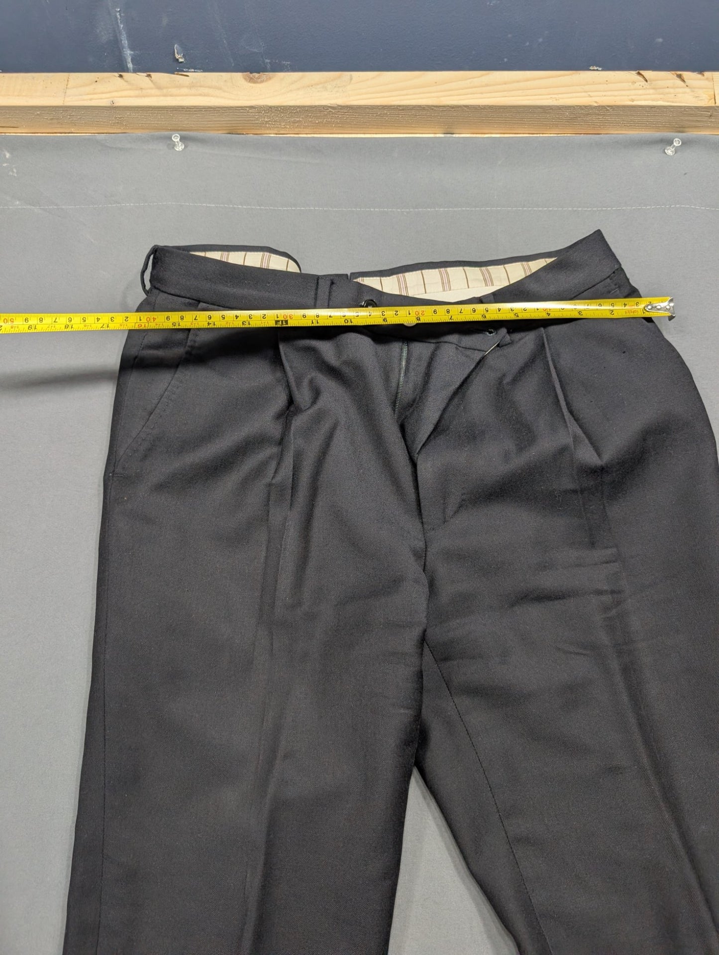 Italian Wool Dress Trousers 46C Dark Charcoal Pleated Suit Pants