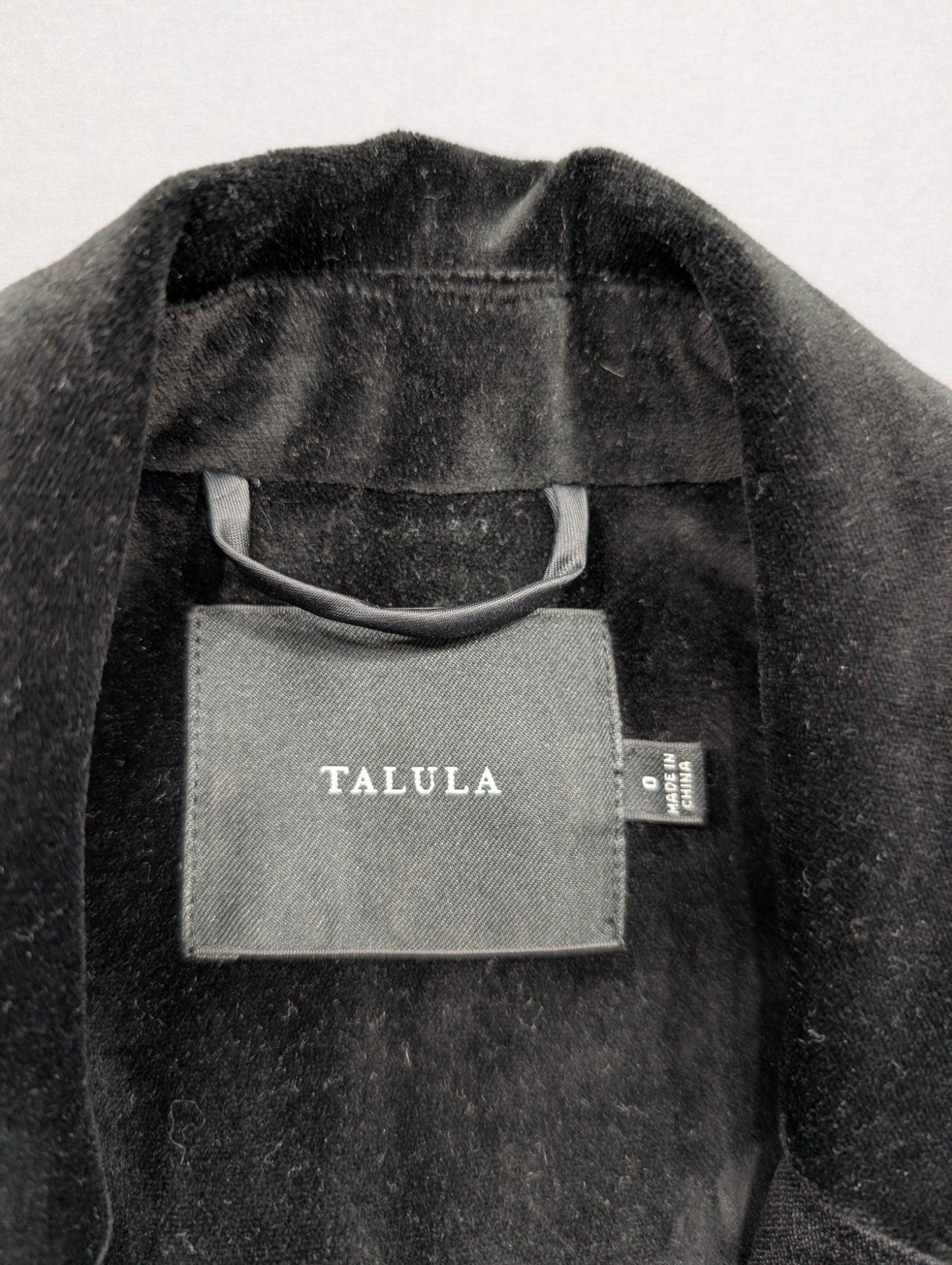 Talula Black Velvet Tuxedo Blazer Size 0 Satin Lapel