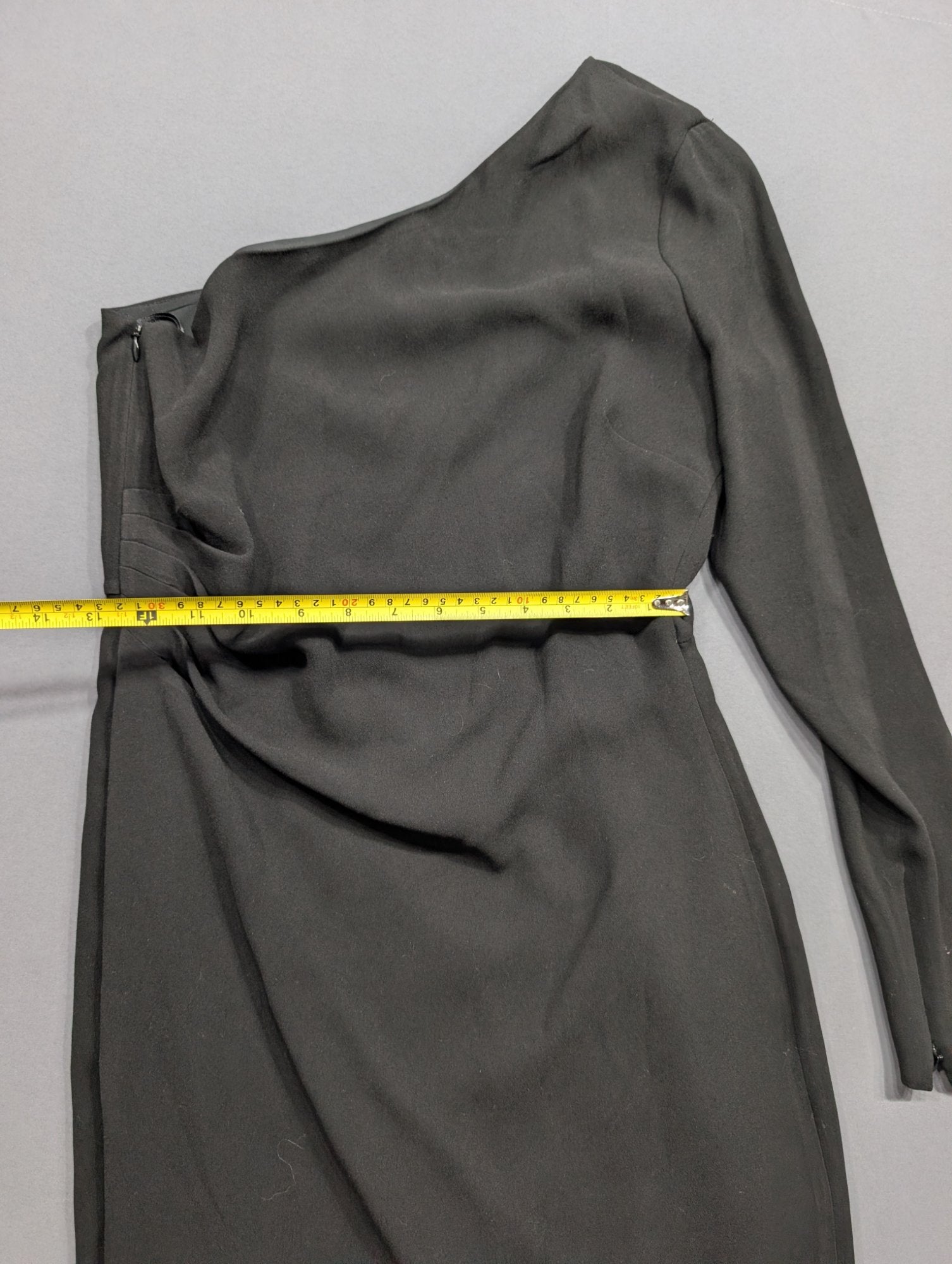 Intermix Black One-Shoulder Mini Dress Size 8 Long Sleeve