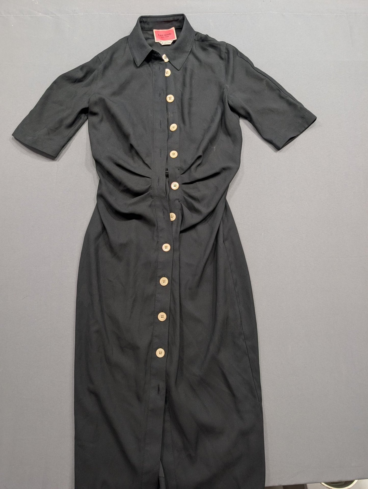 Kate Spade New York Black Button-Front Midi Shirtdress Size 00