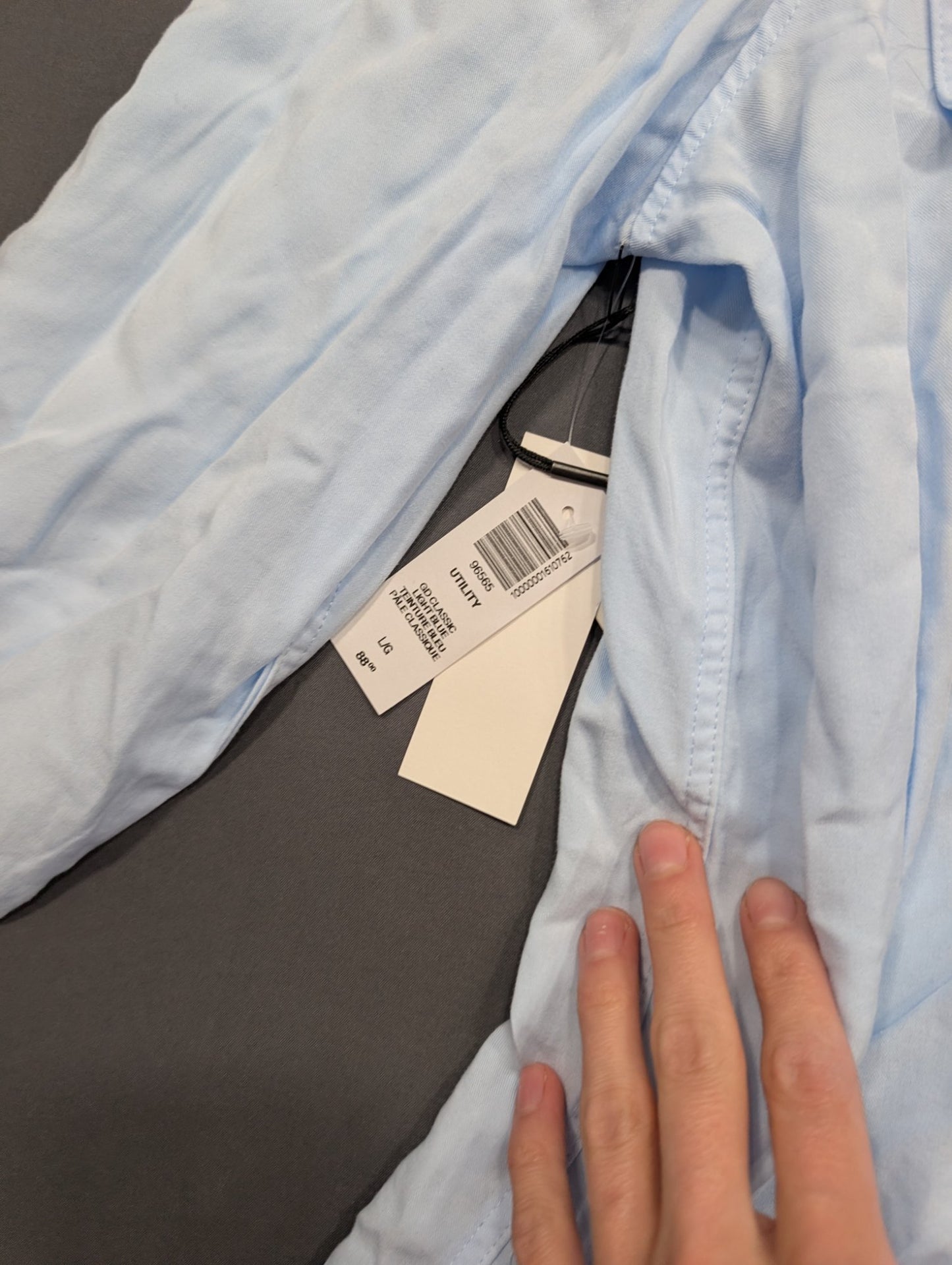 Babaton Utility Light Blue Button-Up Shirt L Go Classic