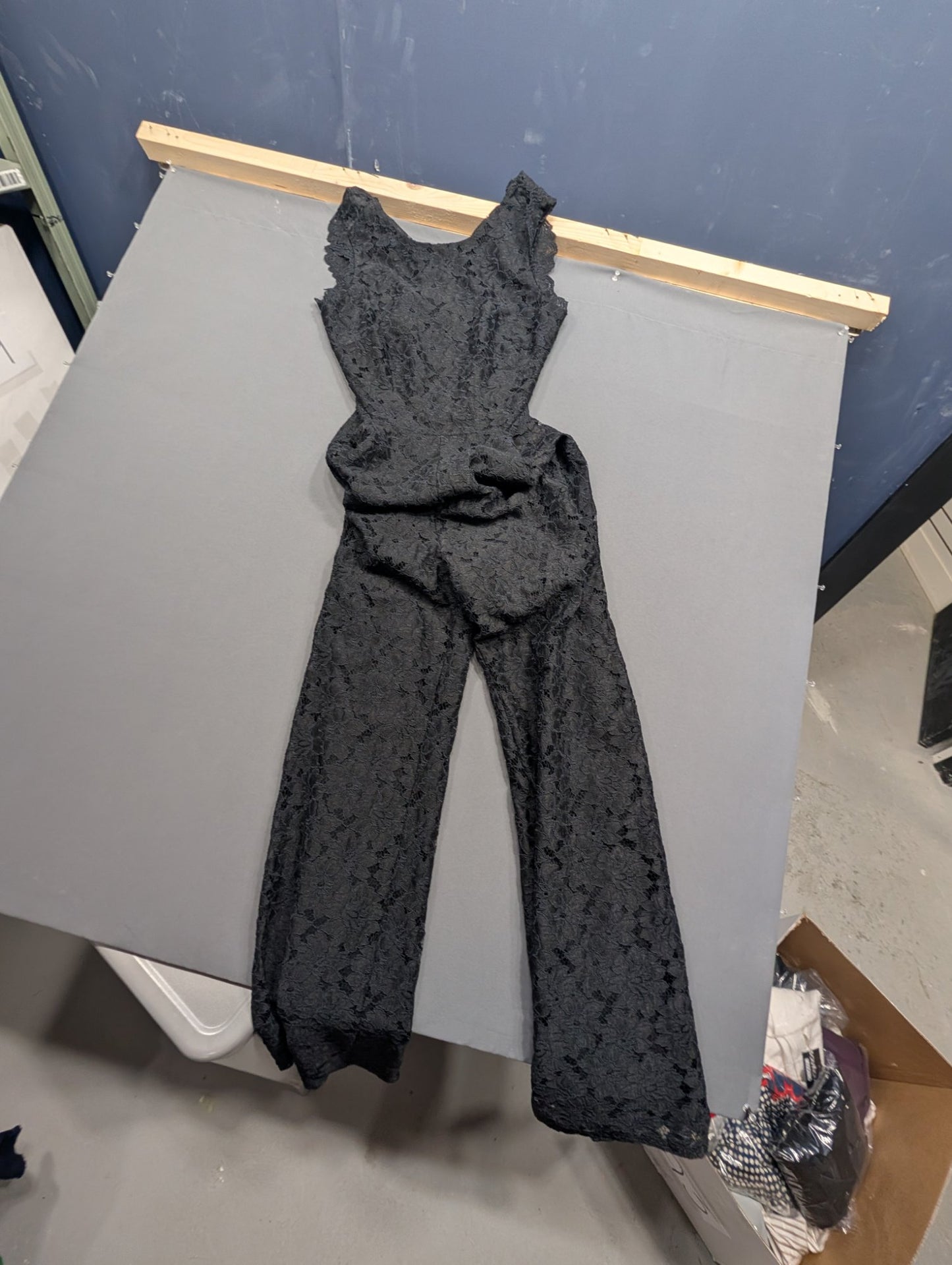 Alexis Black Lace Wide-Leg Jumpsuit Size L Cut-Out Waist