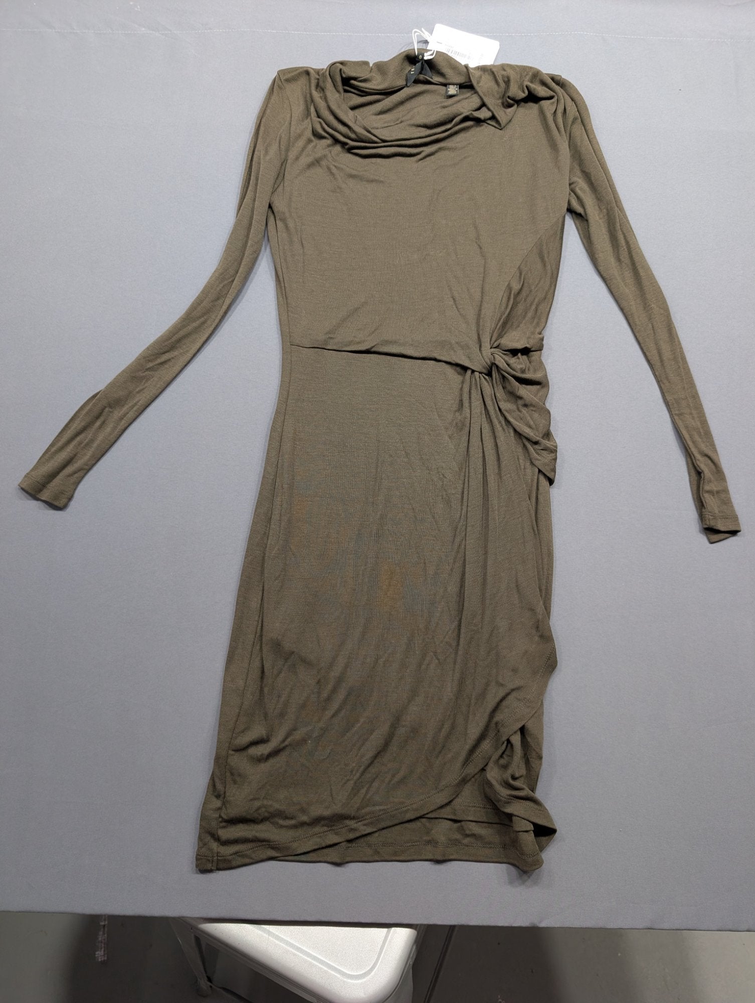 Ted Baker Neyda Khaki Jersey Drape Long Sleeve Mini Dress Sz 0