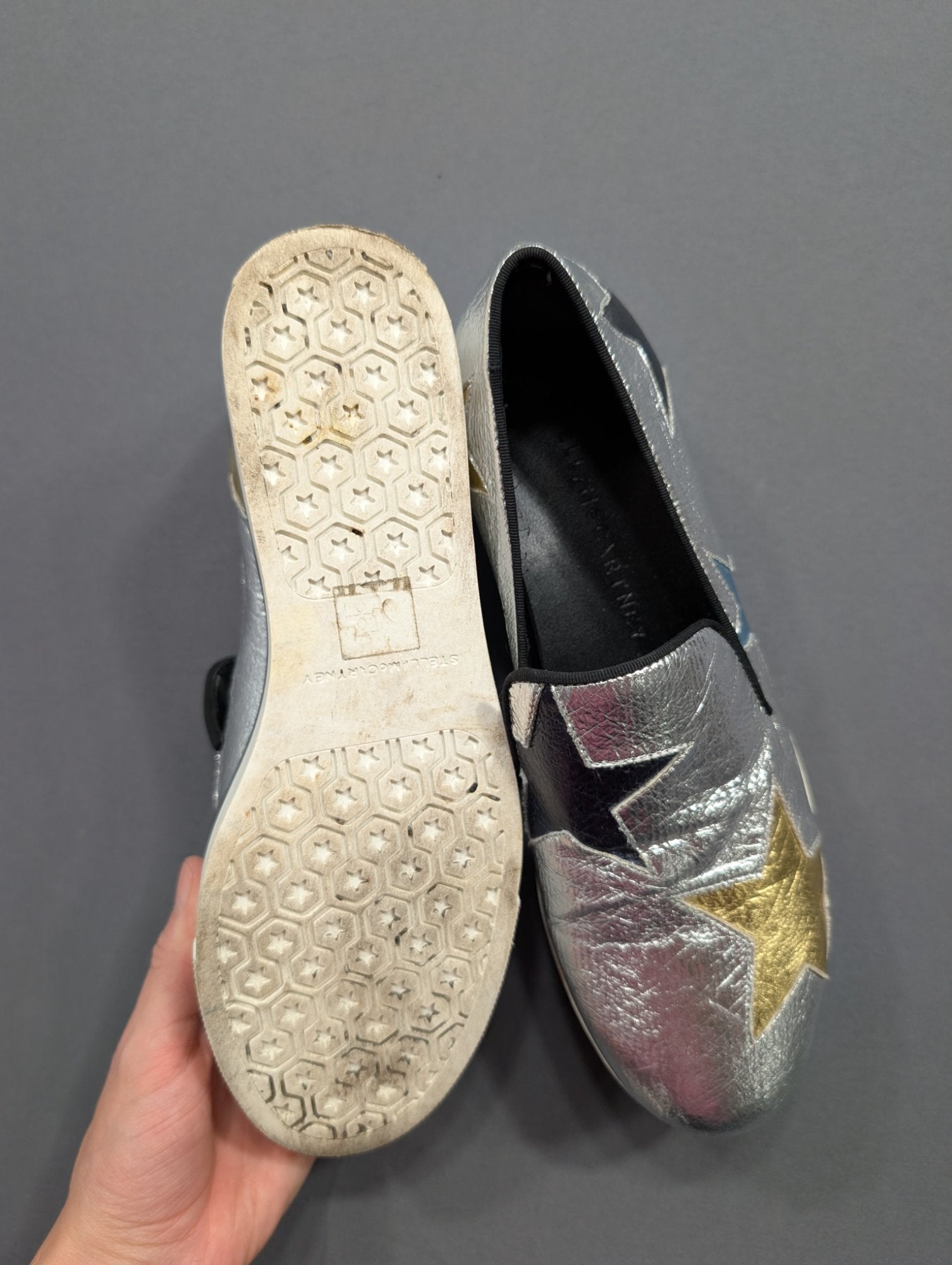 Stella McCartney Binx Star Slip-On Sneaker Silver Metallic