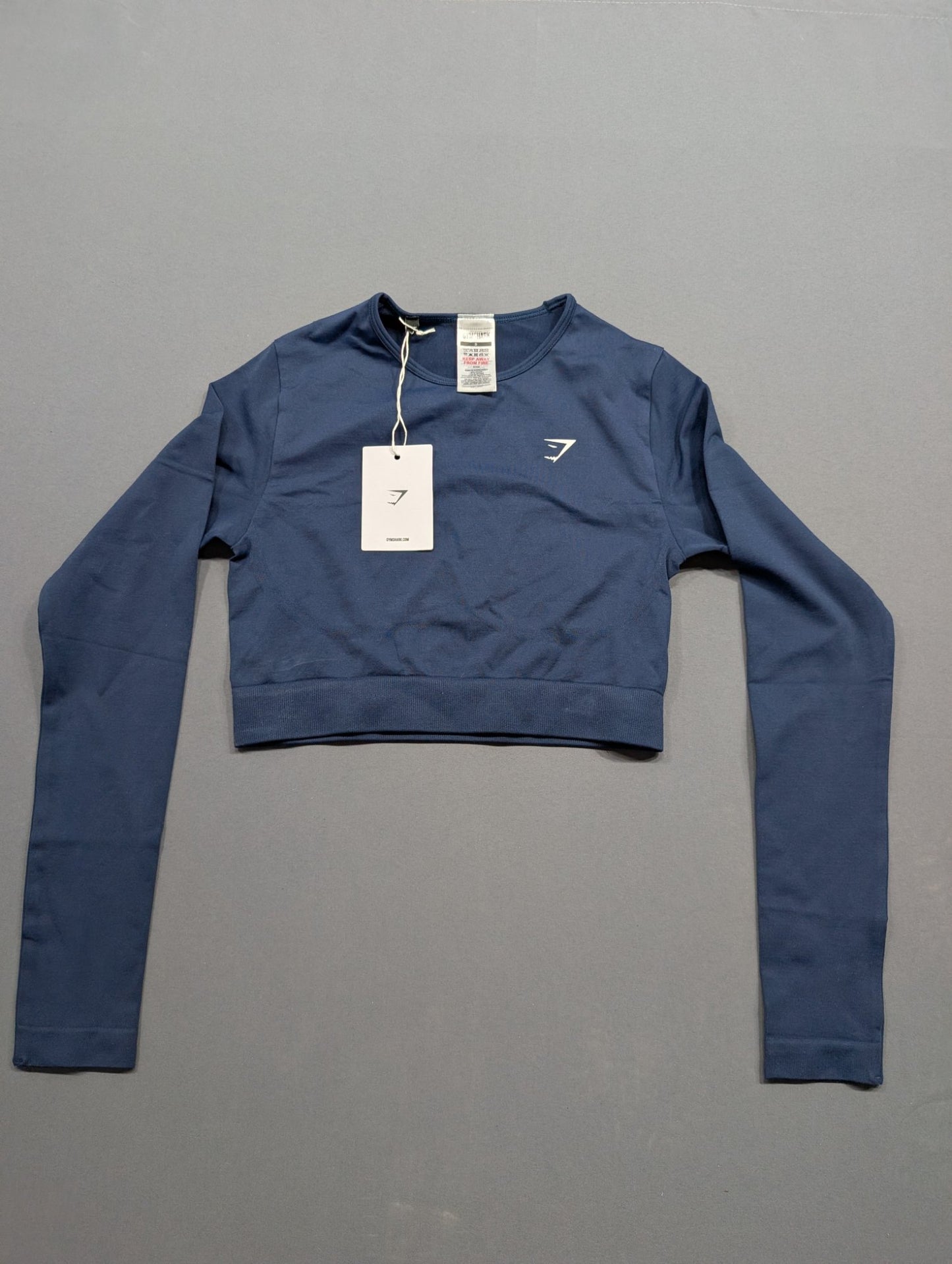 Gymshark Everyday Seamless LS Crop Top Navy Size S NWT
