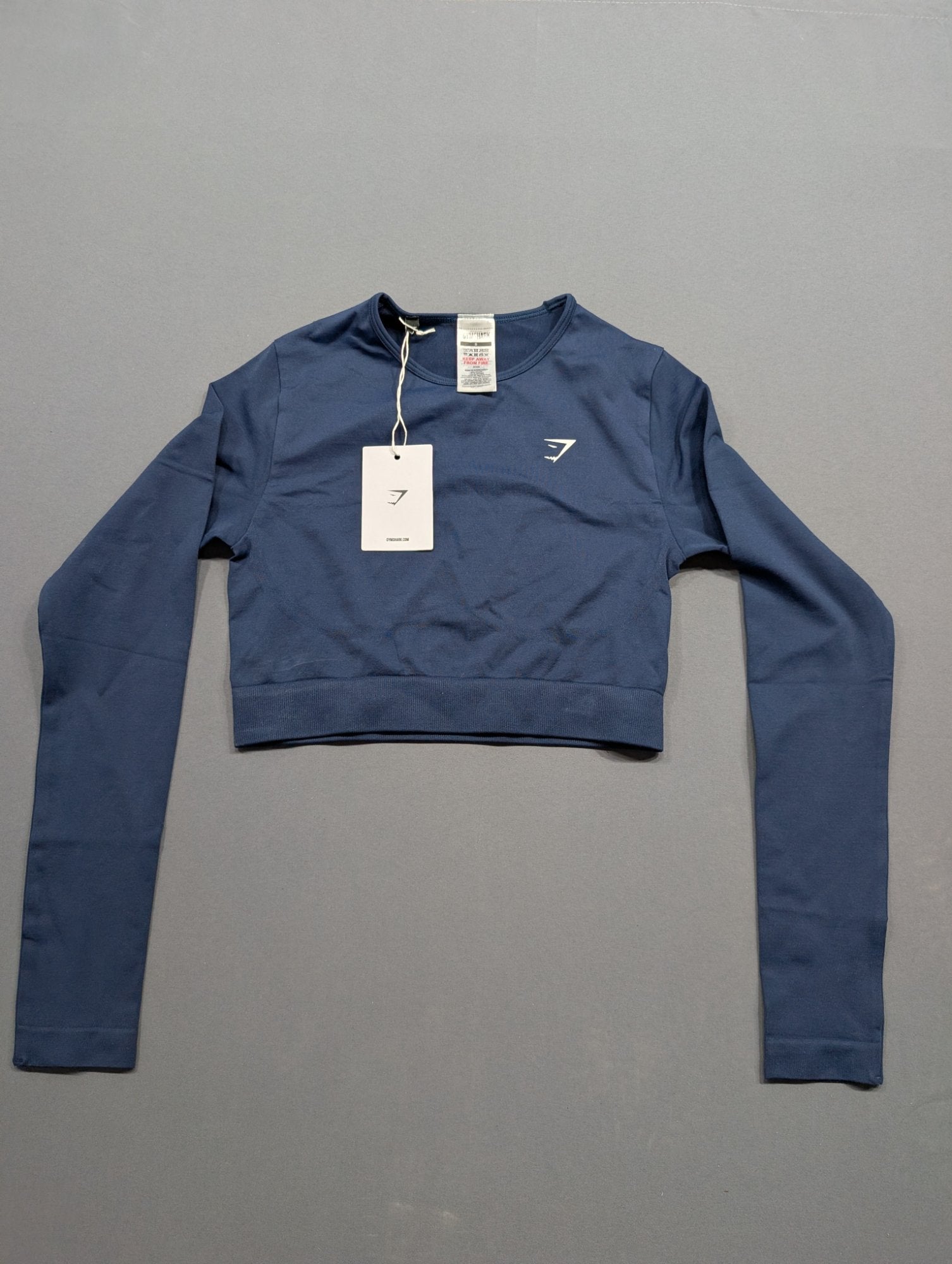 Gymshark Everyday Seamless LS Crop Top Navy Size S NWT