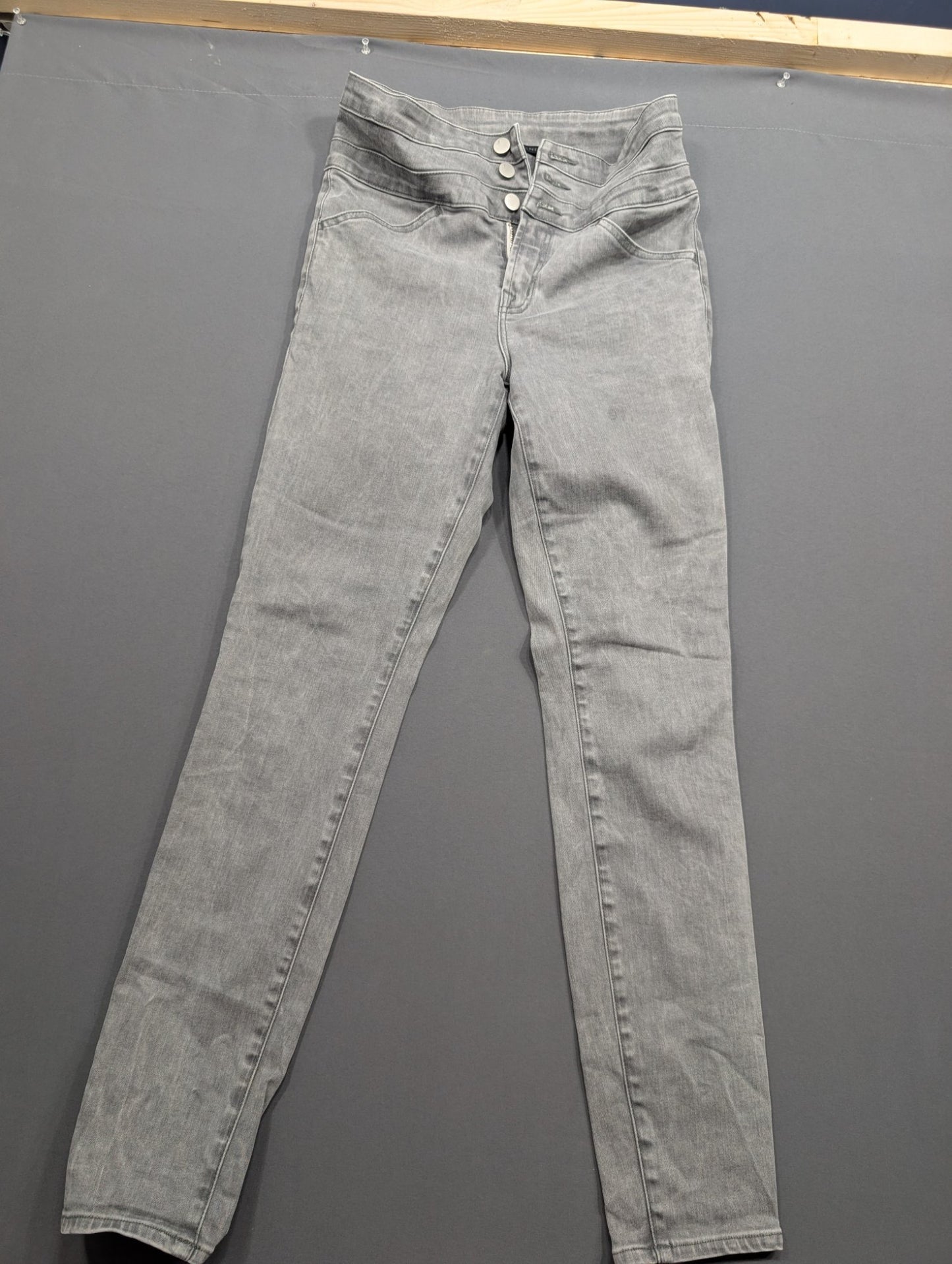 J Brand Women's Gray High-Rise Skinny Jeans Triple Button