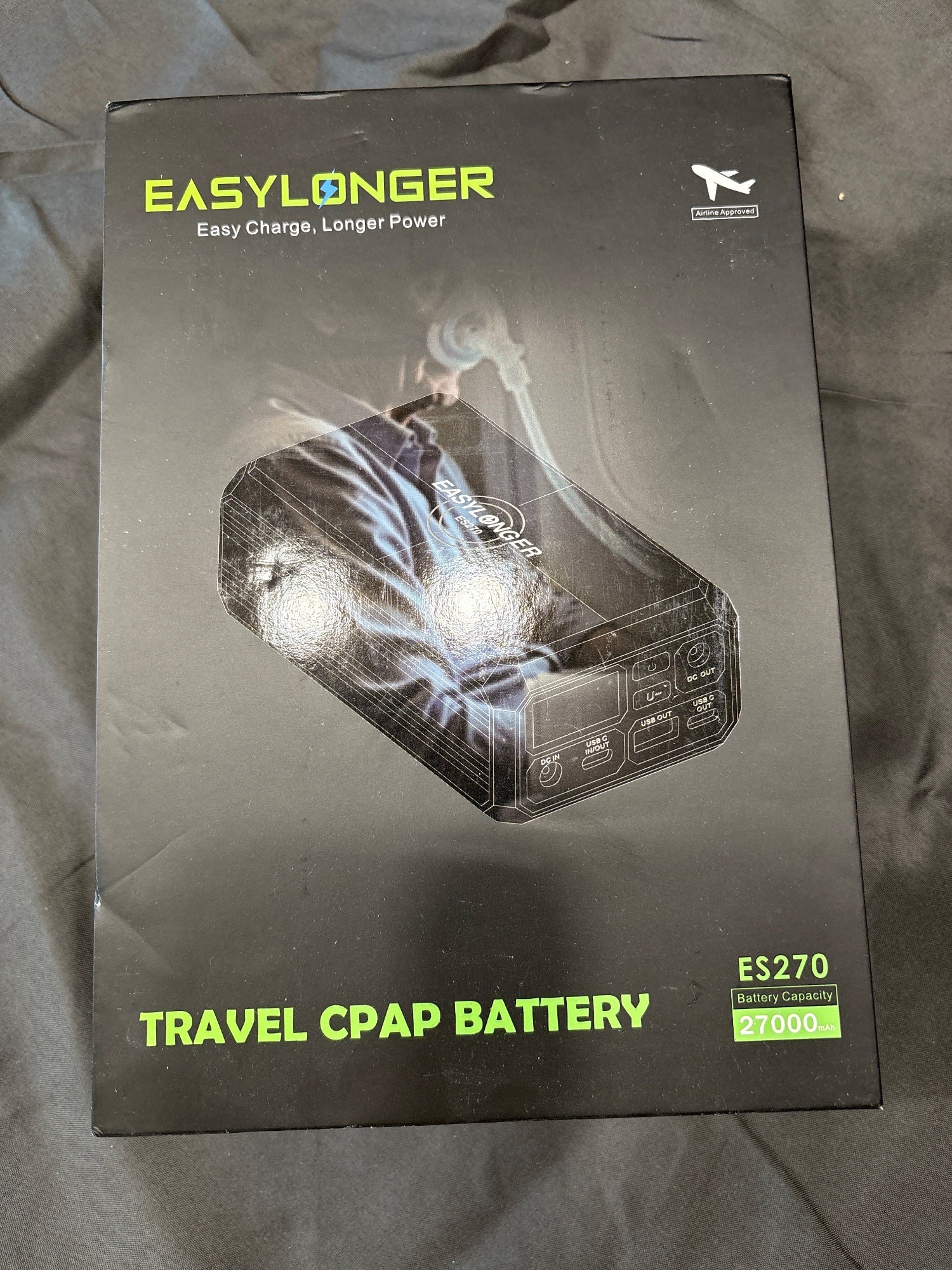 EasyLonger ES270 CPAP Travel Battery 27000mAh 99.9Wh Open Box