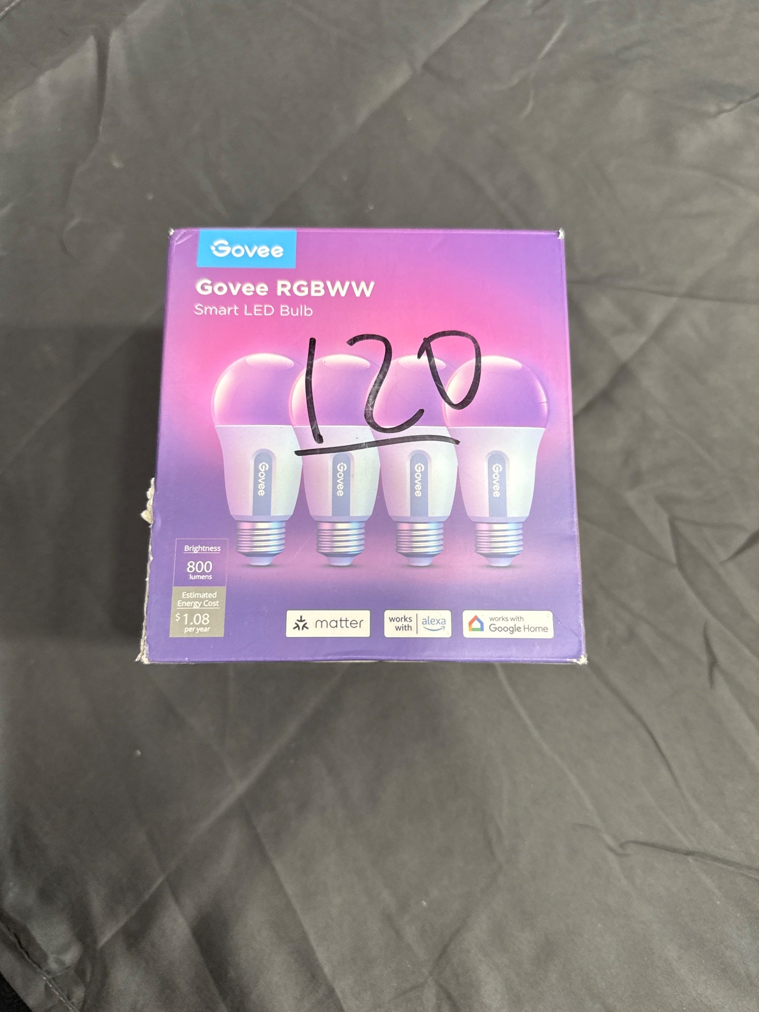 Govee RGBWW Smart LED Bulb H6008 4-Pack 800lm Matter Alexa
