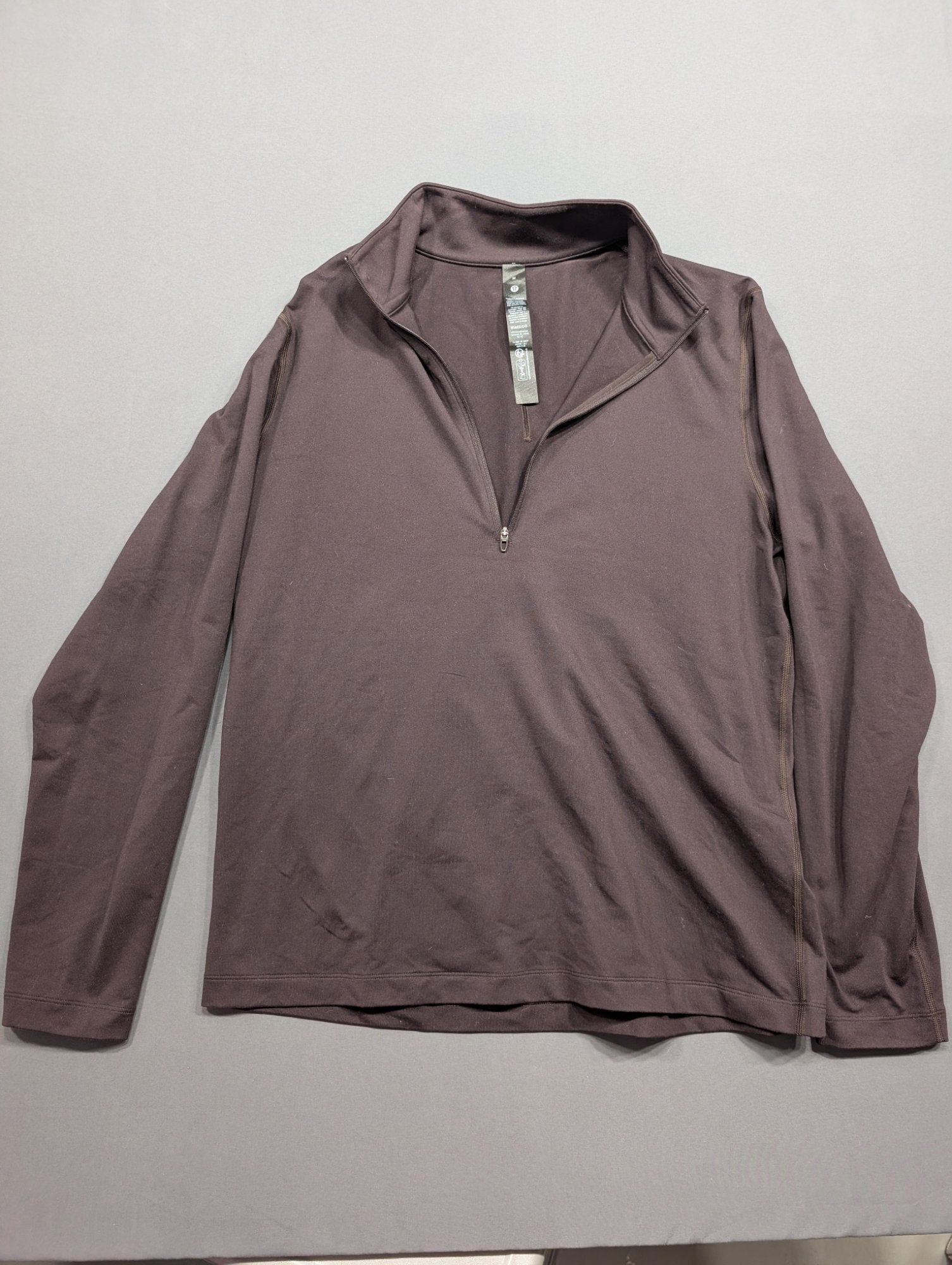 Lululemon Men's Quarter-Zip Pullover Dark Brown Size M 88% Recycled Poly
