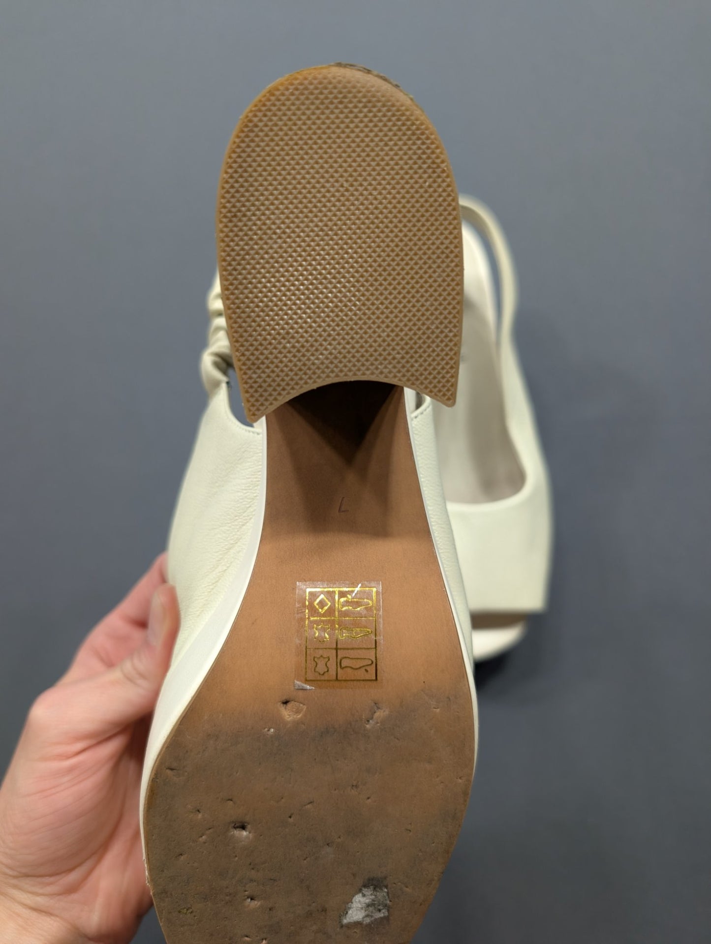 Jeffrey Campbell Cream Leather Slingback Platform Heels Sz 7