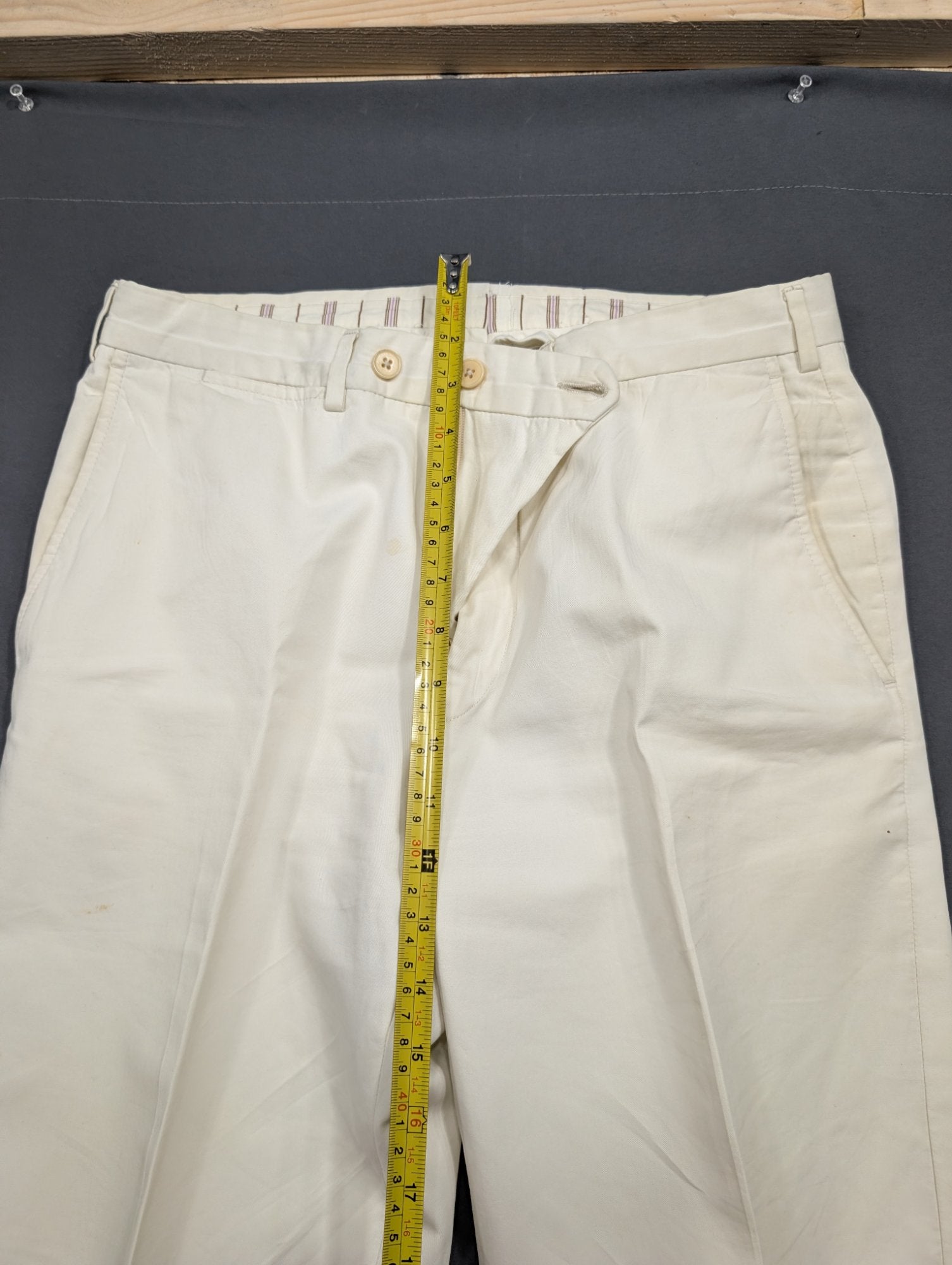 Ermenegildo Zegna Su Misura Cotton Dress Trousers Sz 48C Cream
