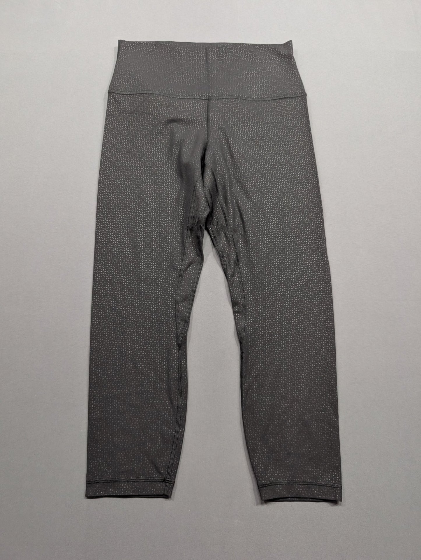 Lululemon Women's Cropped Leggings Size 10 Grey Dot Print High Rise