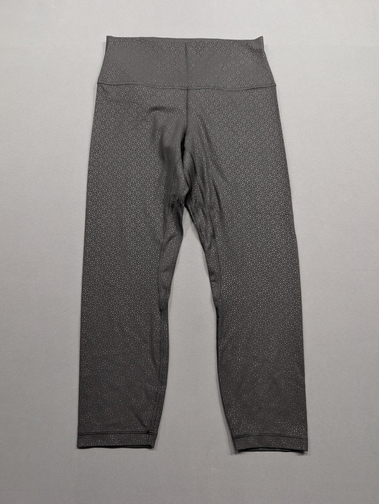Lululemon Women's Cropped Leggings Size 10 Grey Dot Print High Rise