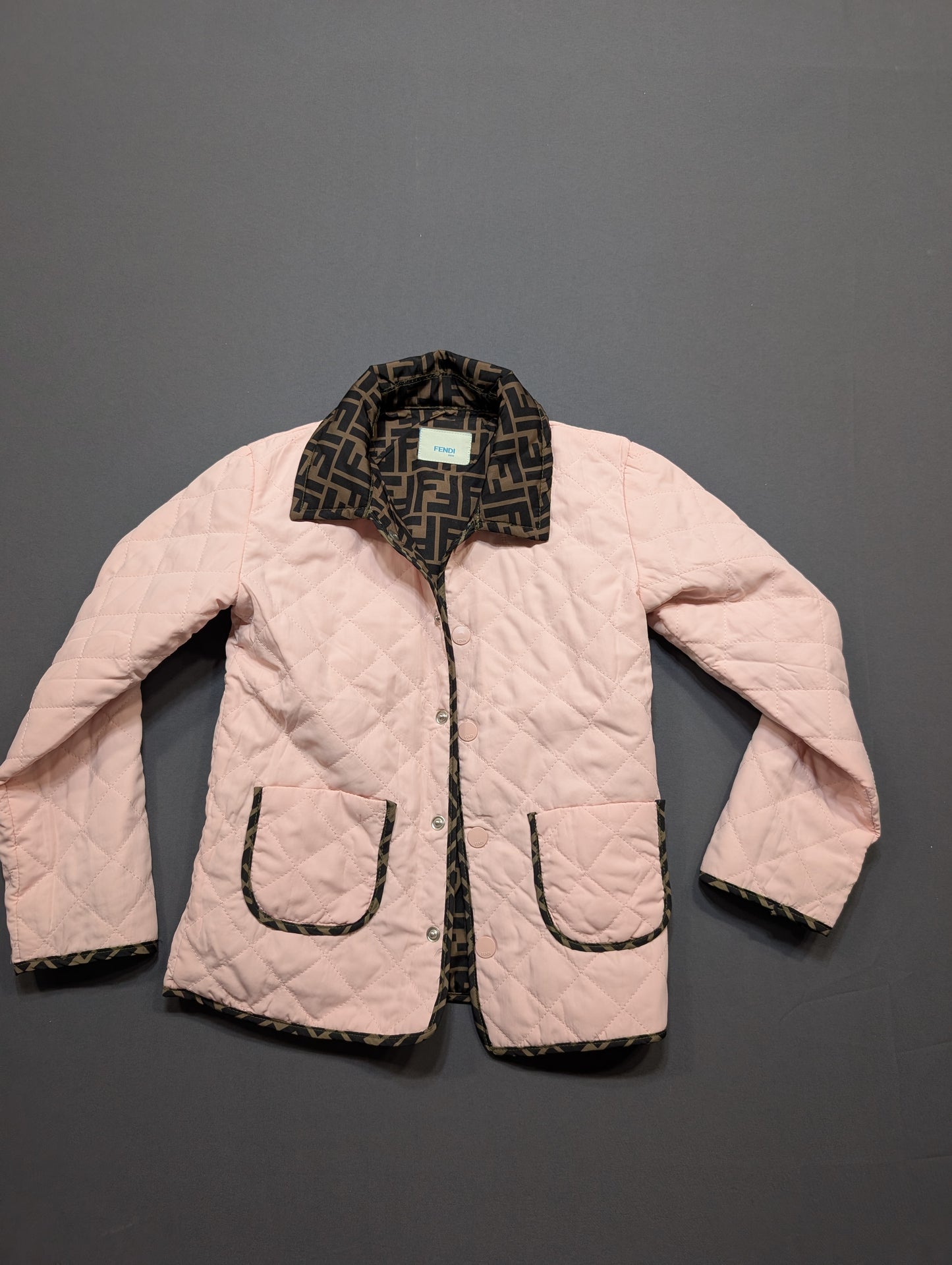 Fendi Kids Pink Quilted Jacket, Size 4A