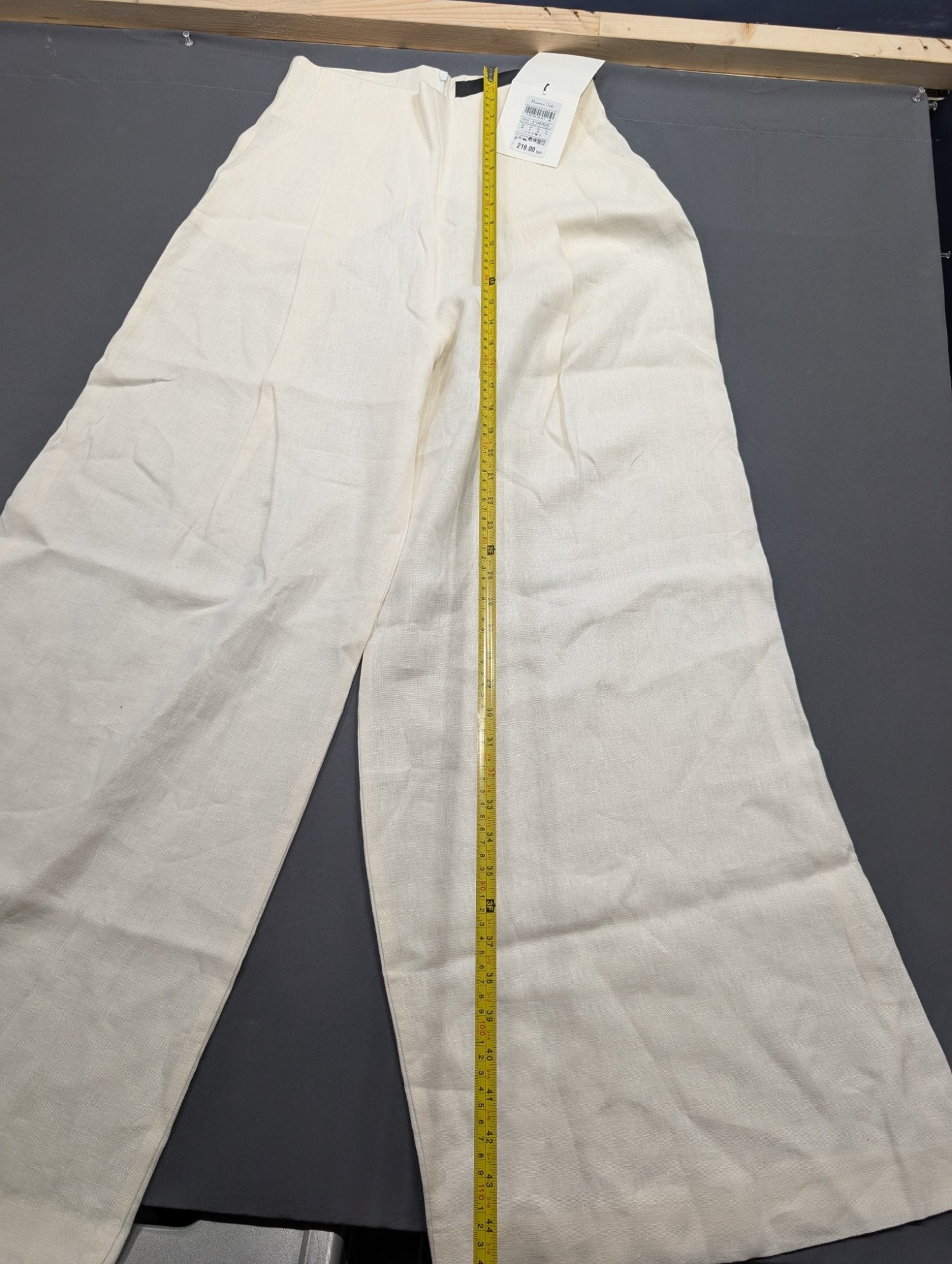 Massimo Dutti Wide-Leg Linen Trousers Ivory Size 40 EU / 8 US NWT
