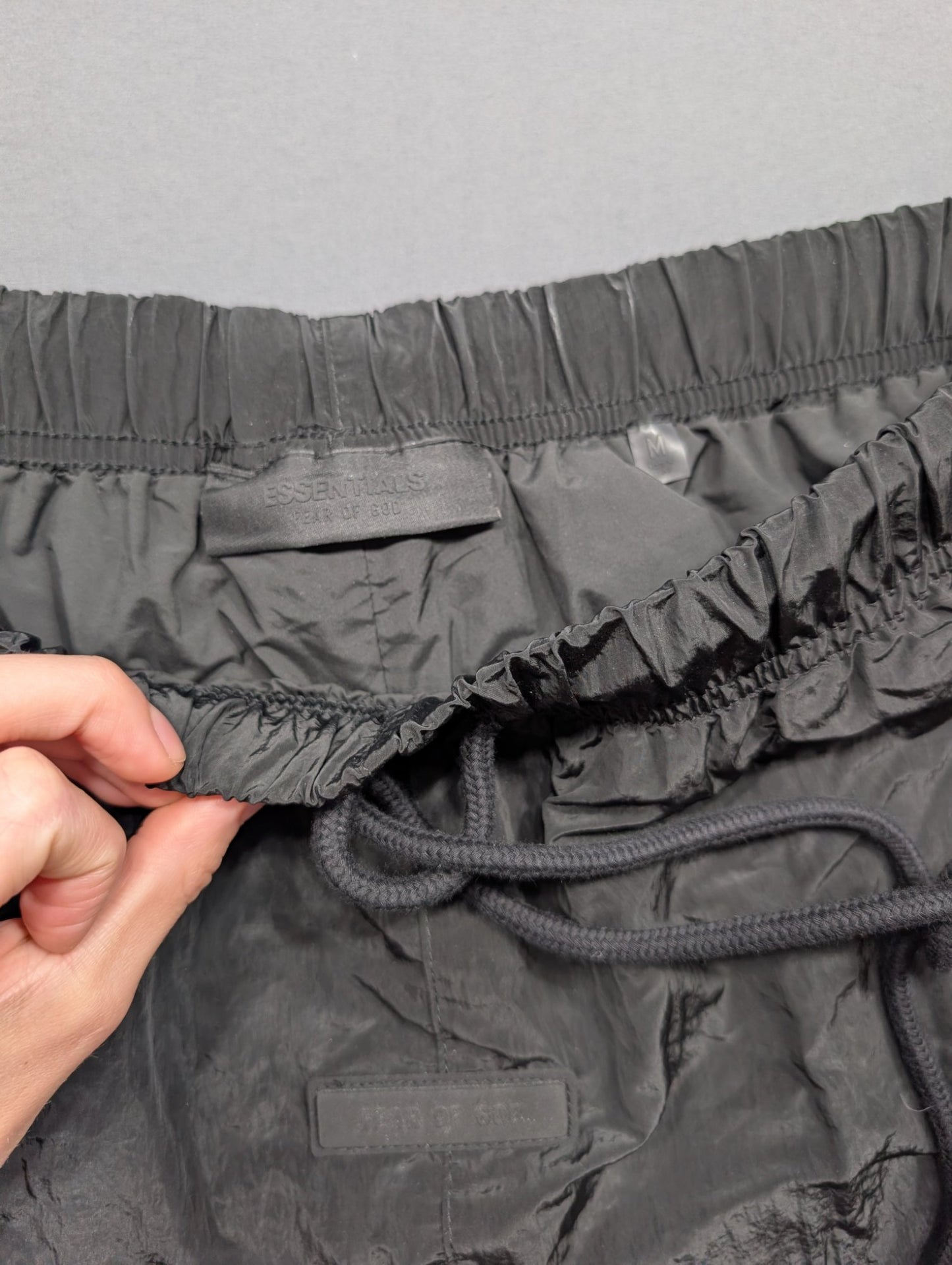 Fear of God Essentials Nylon Running Shorts Olive/Black Size M