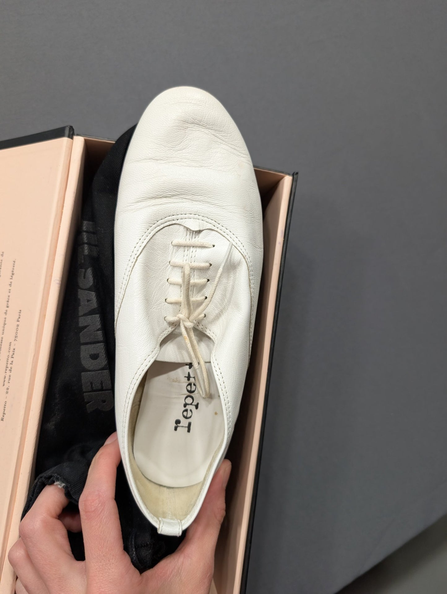 Repetto Zizi F Oxford Lace-Up Shoe White Goatskin Leather EU 37
