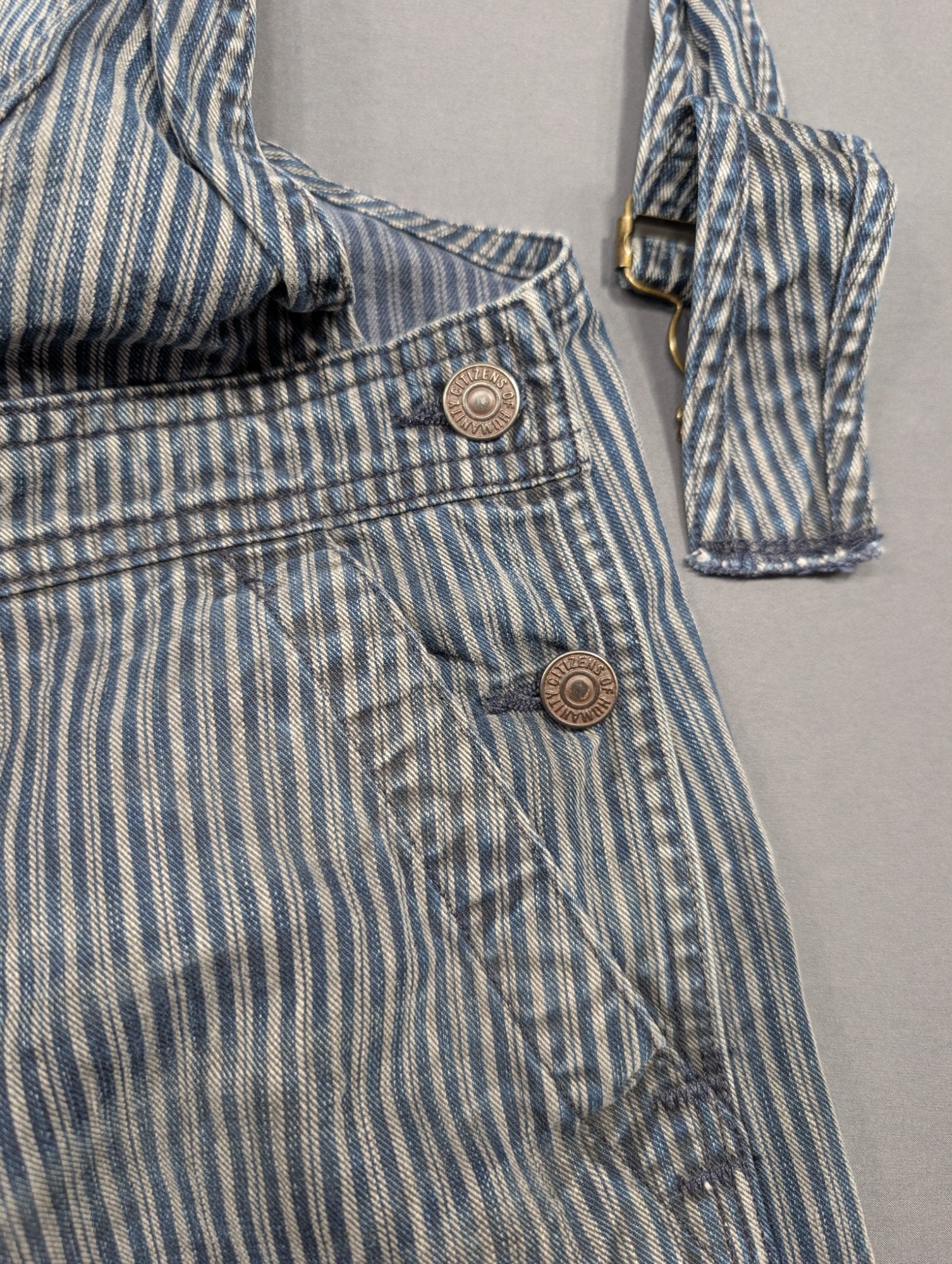Citizens of Humanity Striped Denim Overalls Hickory Stripe