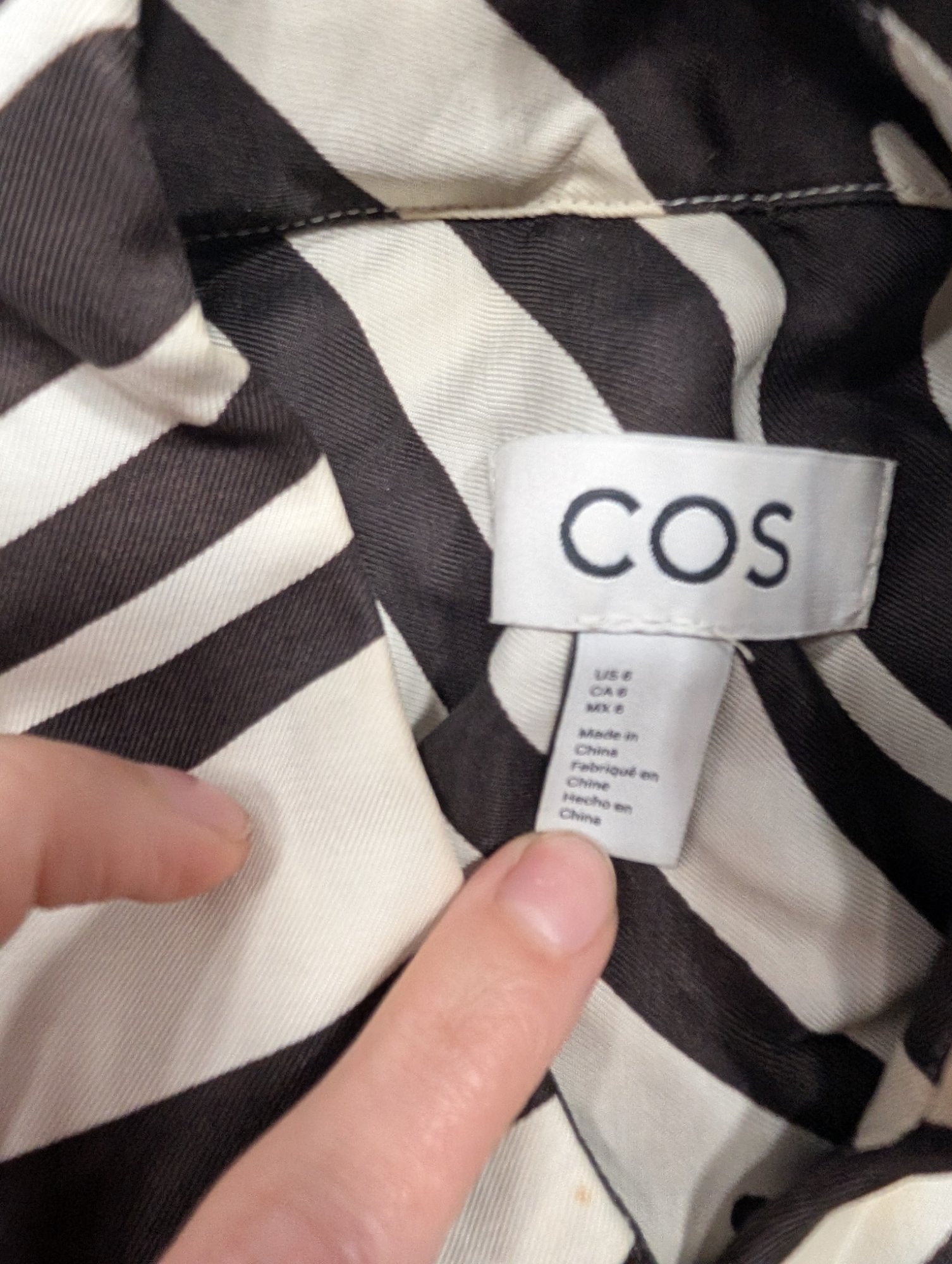 COS Zebra Print Button-Up Shirt US 6 Black White Oversized
