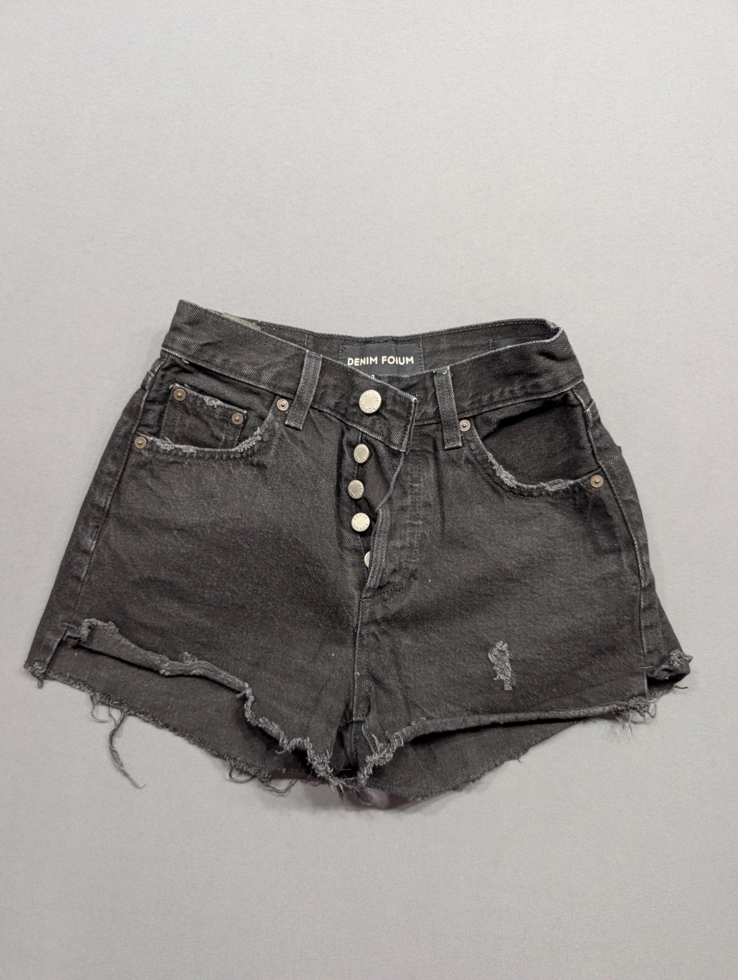 Denim Forum Yoko Short Black Distressed Jean Shorts Sz 23