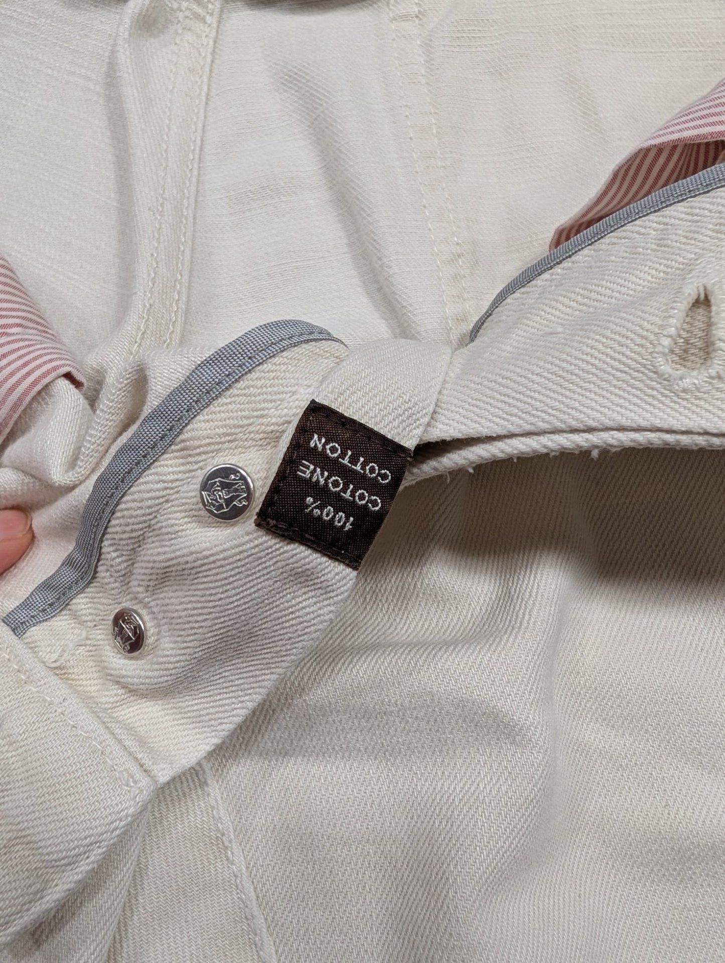 Brunello Cucinelli White Denim Jeans 100% Cotton Button Fly