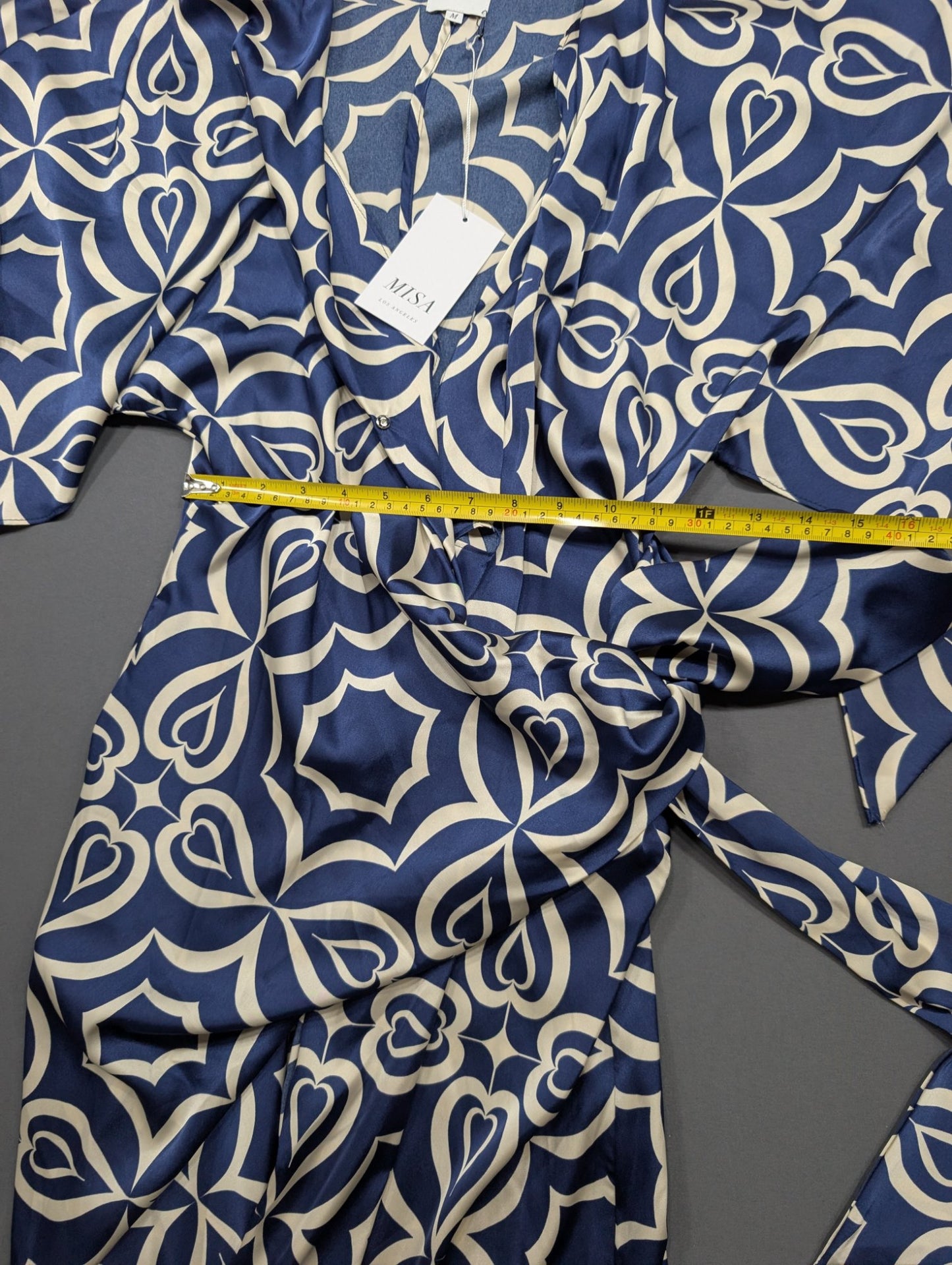 MISA Los Angeles Blue Floral Wrap Midi Dress Size M NWT