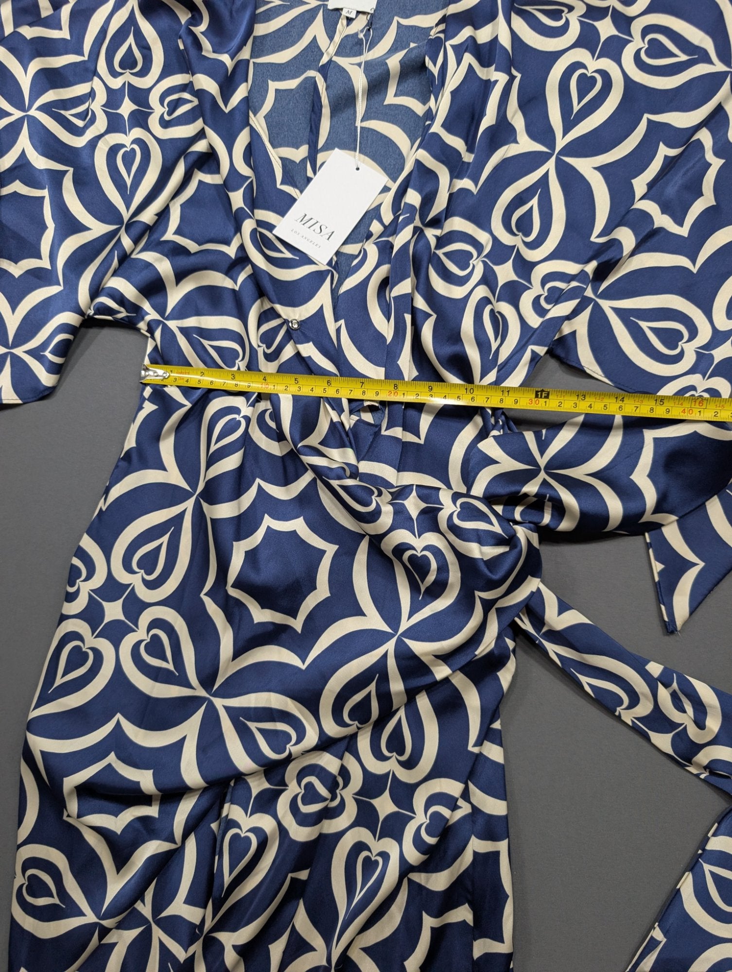 MISA Los Angeles Blue Floral Wrap Midi Dress Size M NWT