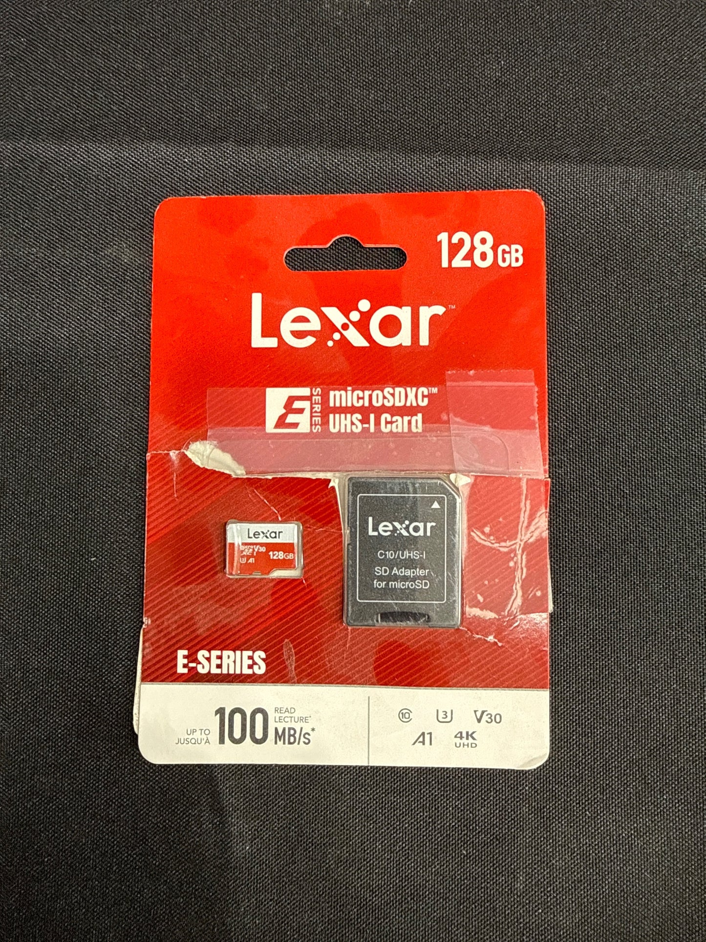 Lexar E-Series 128GB microSDXC UHS-I Card V30 A1 4K + SD Adapter