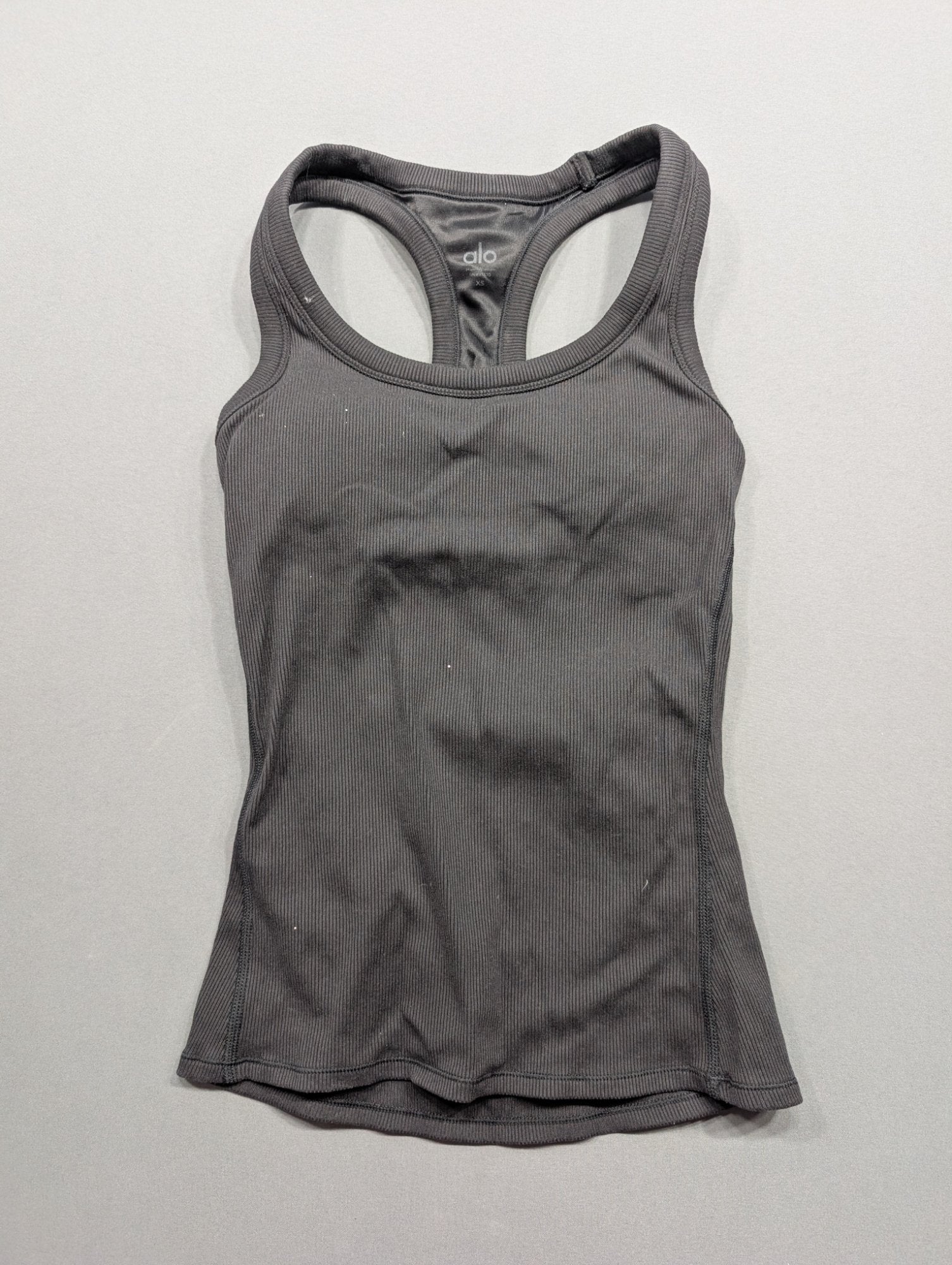 Alo Yoga Ribbed Racerback Tank Top Gray XS Workout Fitness