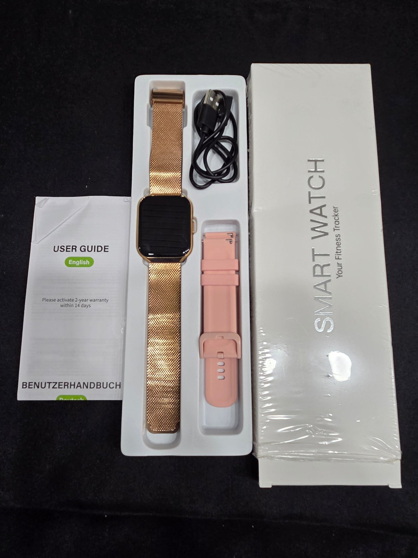 P98 Smart Watch Fitness Tracker 1.96" TFT LCD IP68 Rose Gold Band