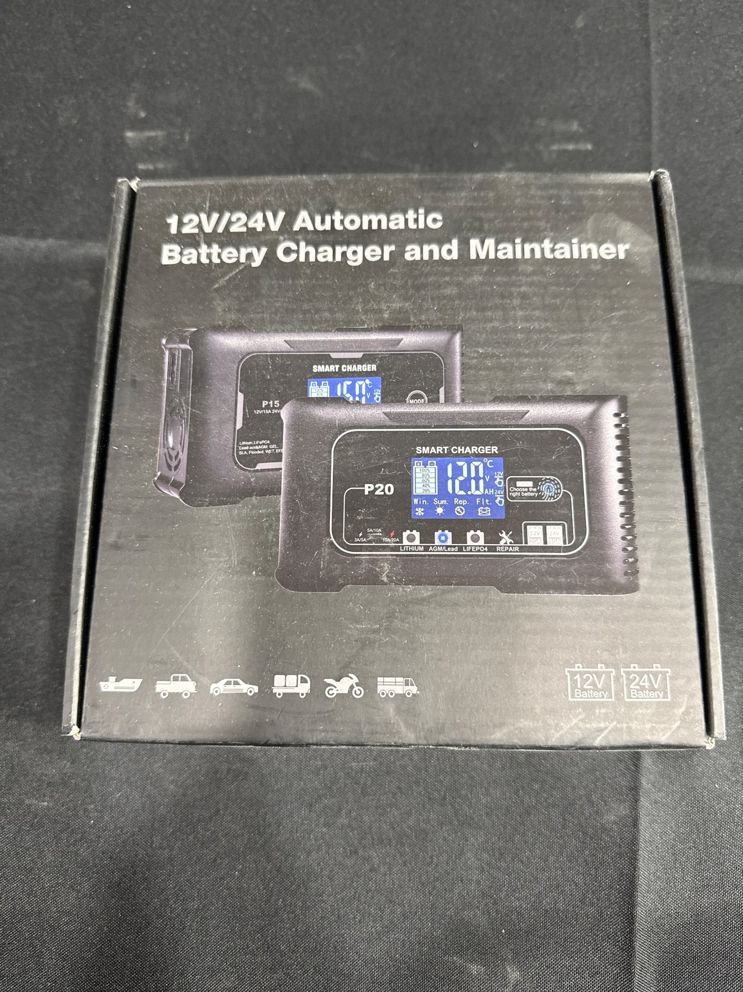 Smart Battery Charger Maintainer 12V/24V 20A P20 Lithium AGM LiFePO4