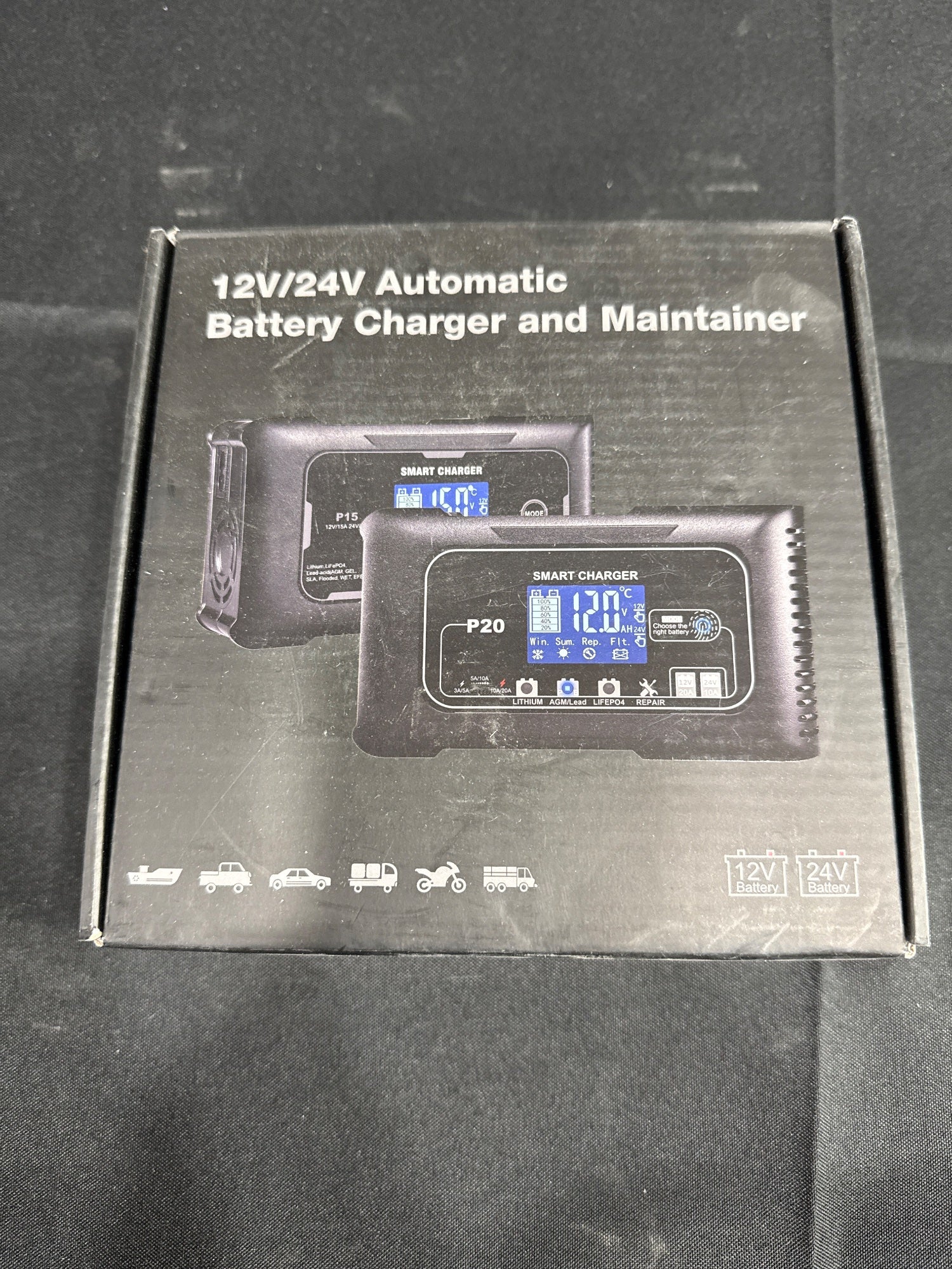 Smart Battery Charger Maintainer 12V/24V 20A P20 Lithium AGM LiFePO4