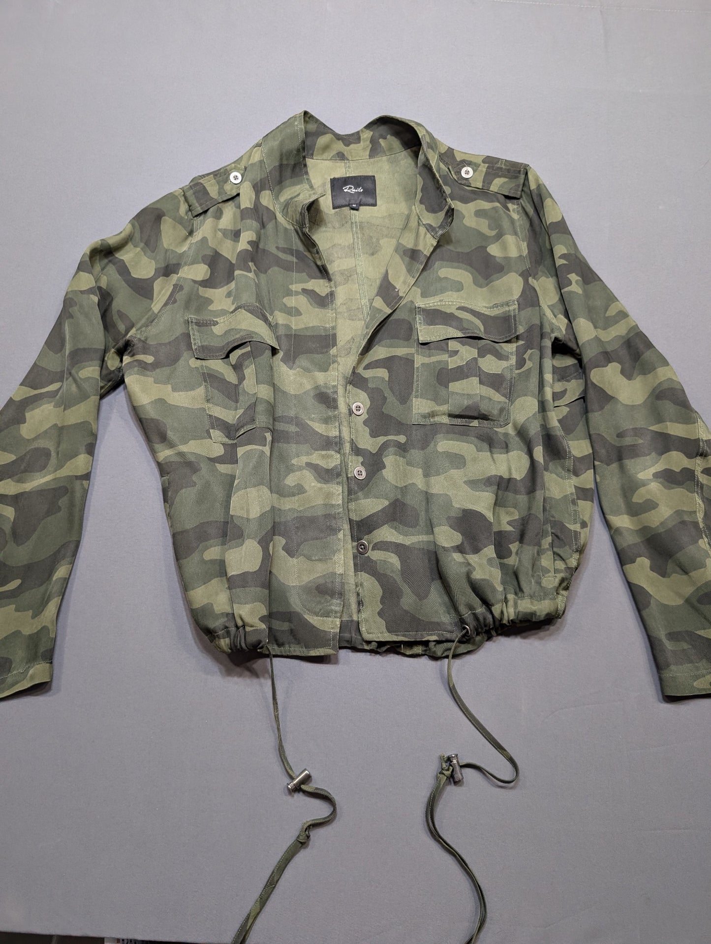 Rails Camo Cropped Military Jacket Women's Size M Green Button-Up