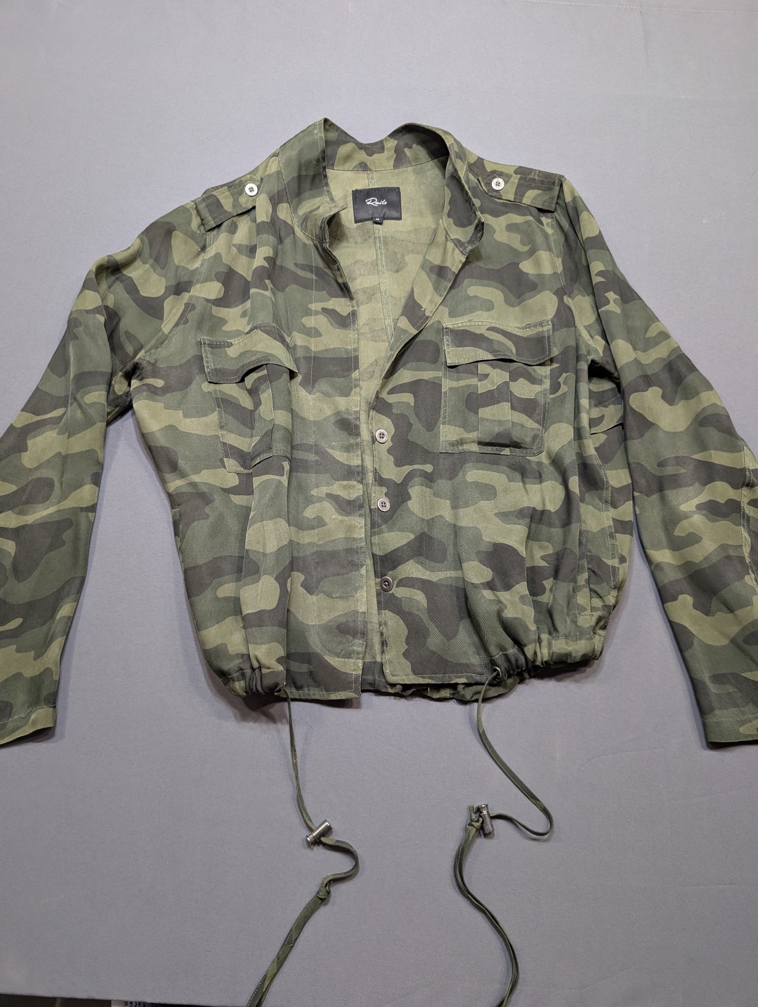 Rails Camo Cropped Military Jacket Women's Size M Green Button-Up