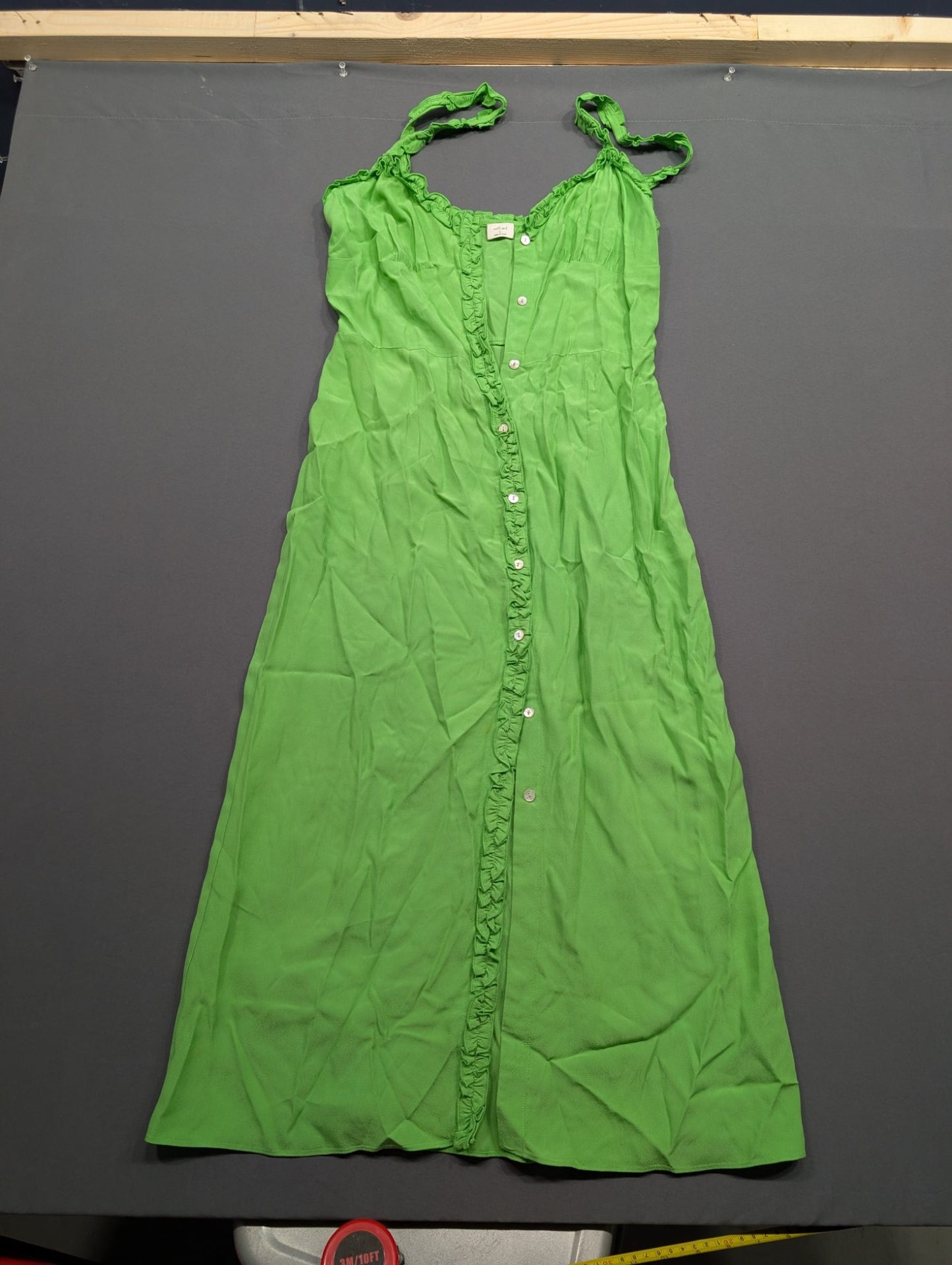 Wilfred Green Ruffle Button-Front Midi Dress Size 4 Sundress