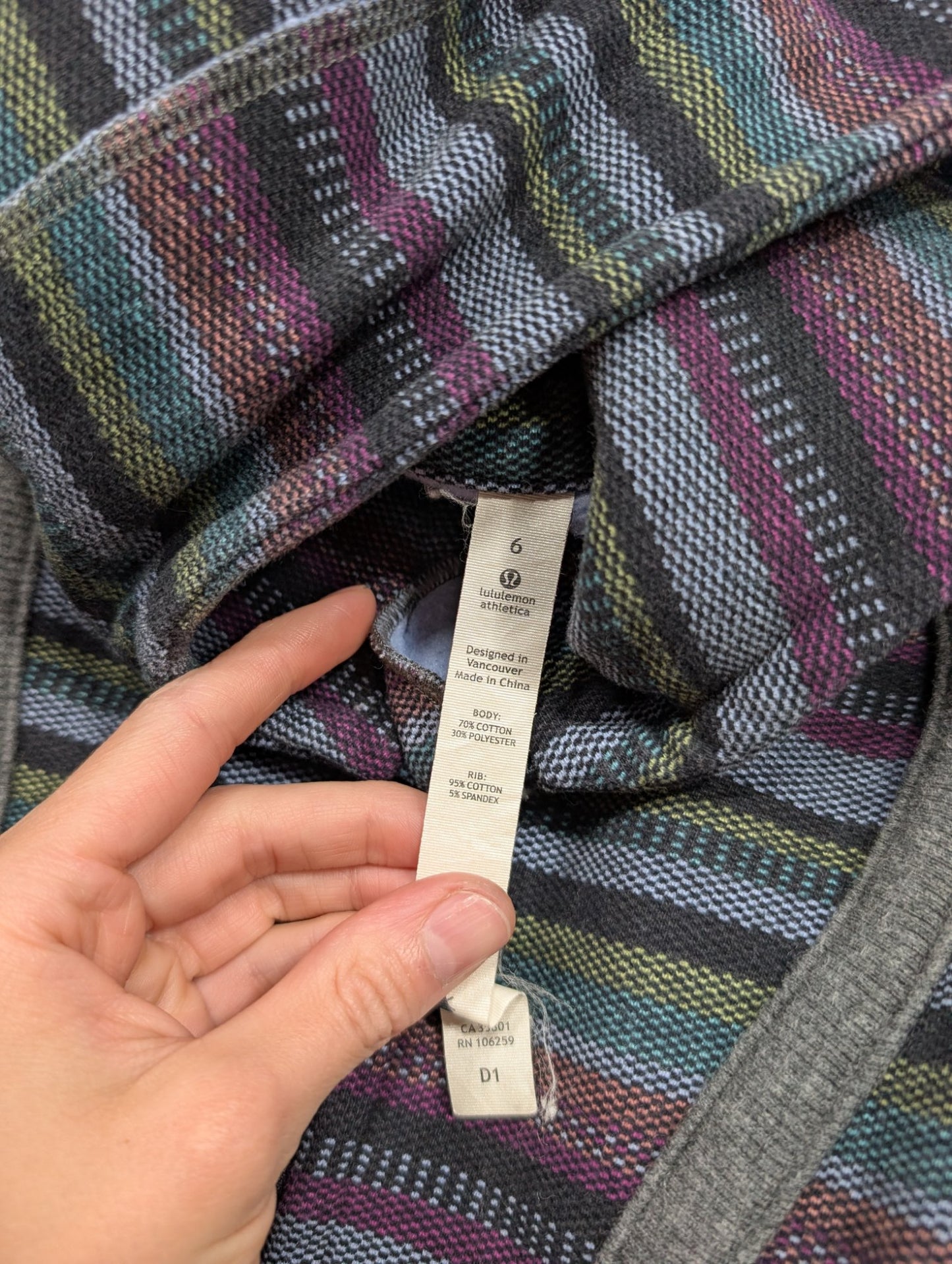 Lululemon Scuba Hoodie Full Zip Size 6 Striped Multicolor Gray
