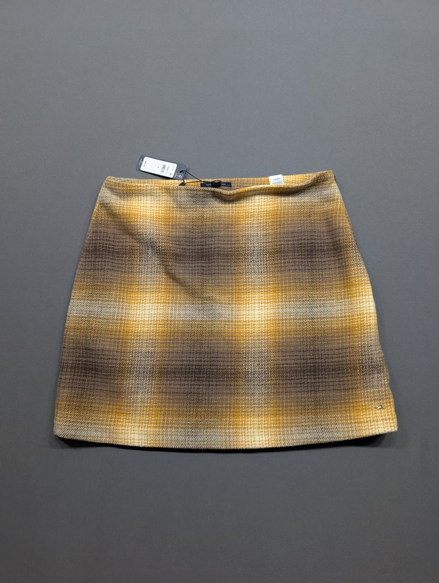Tommy Hilfiger Plaid Wool Mini Skirt Yellow Brown NWT Sz 8