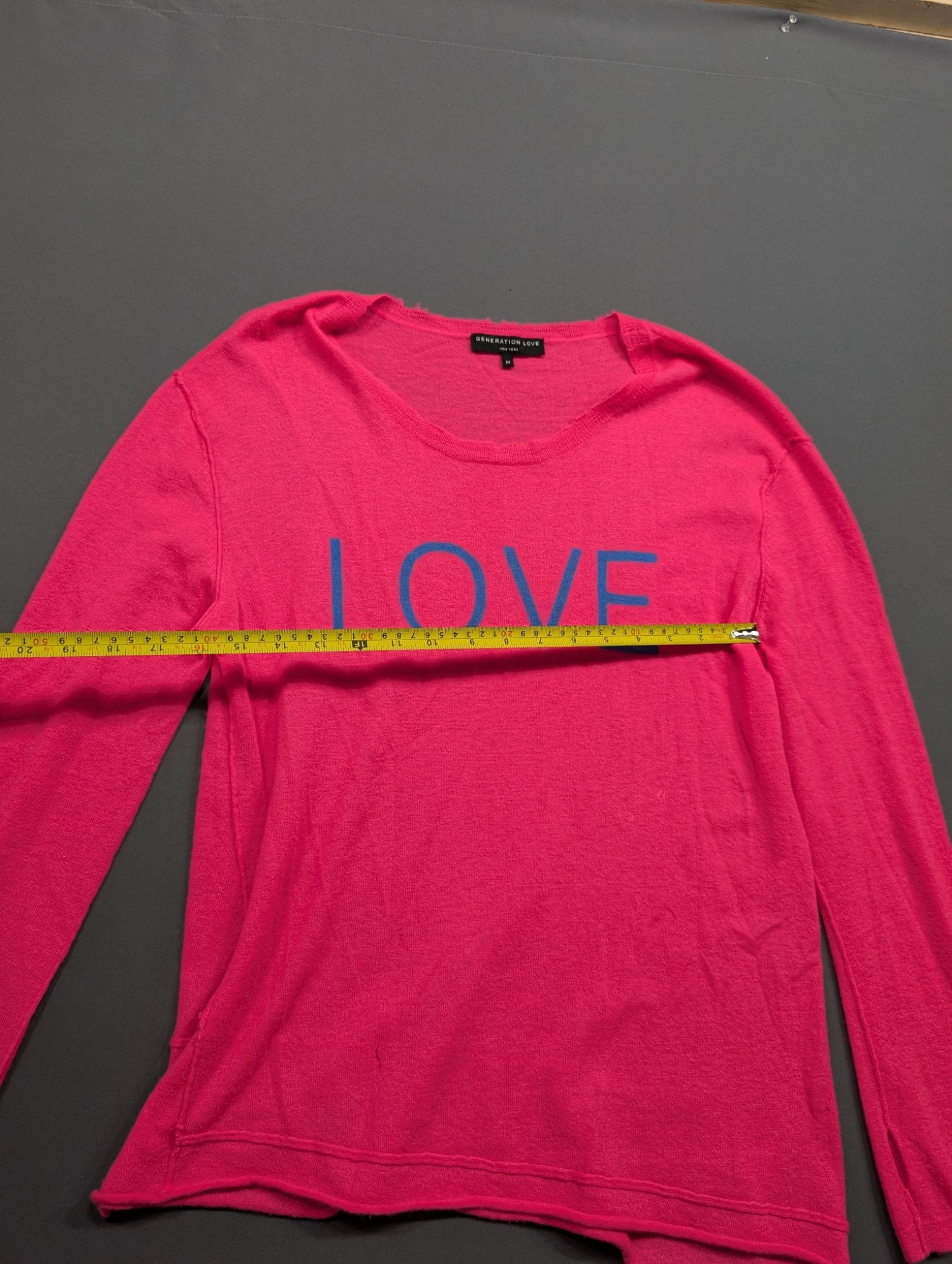 Generation Love NY Women's Pink LOVE Knit Long Sleeve Top M