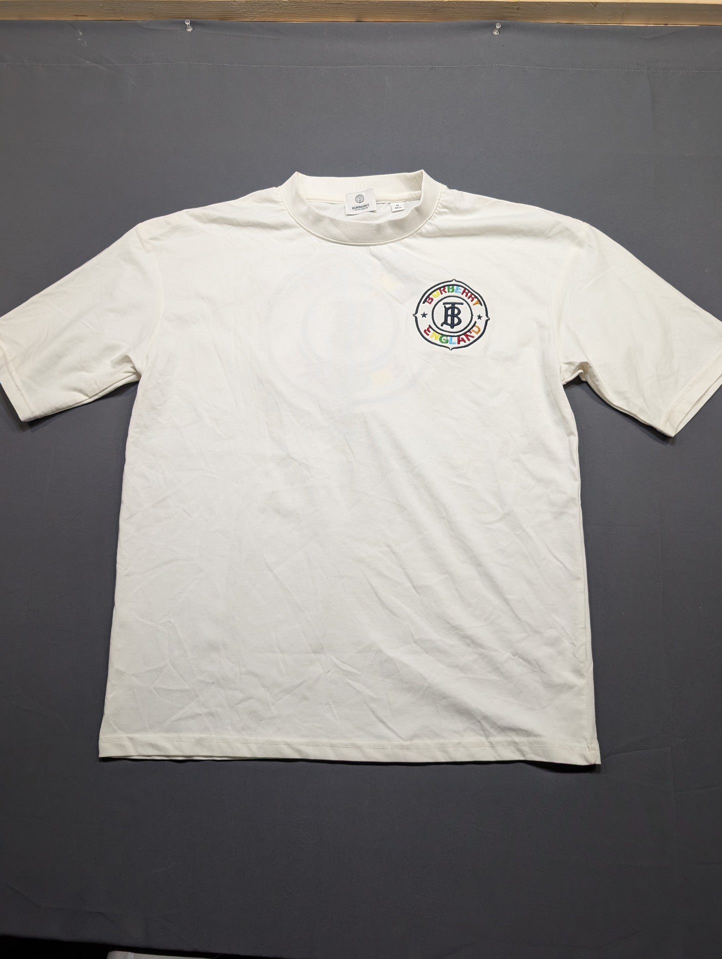 Burberry England Logo T-Shirt, White, Size M