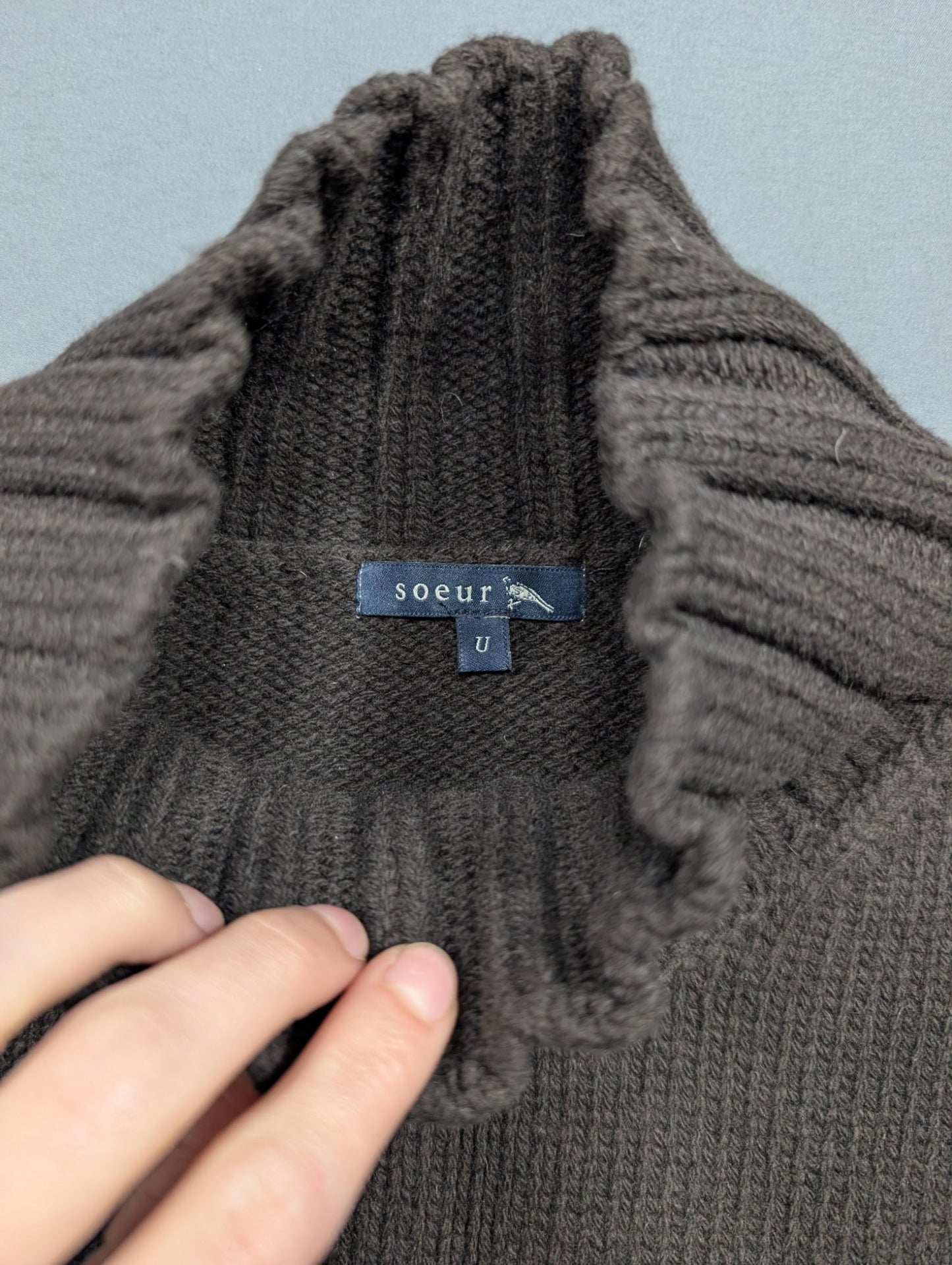 Soeur Paris Ribbed Knit Turtleneck Vest Top Side-Tie One Size