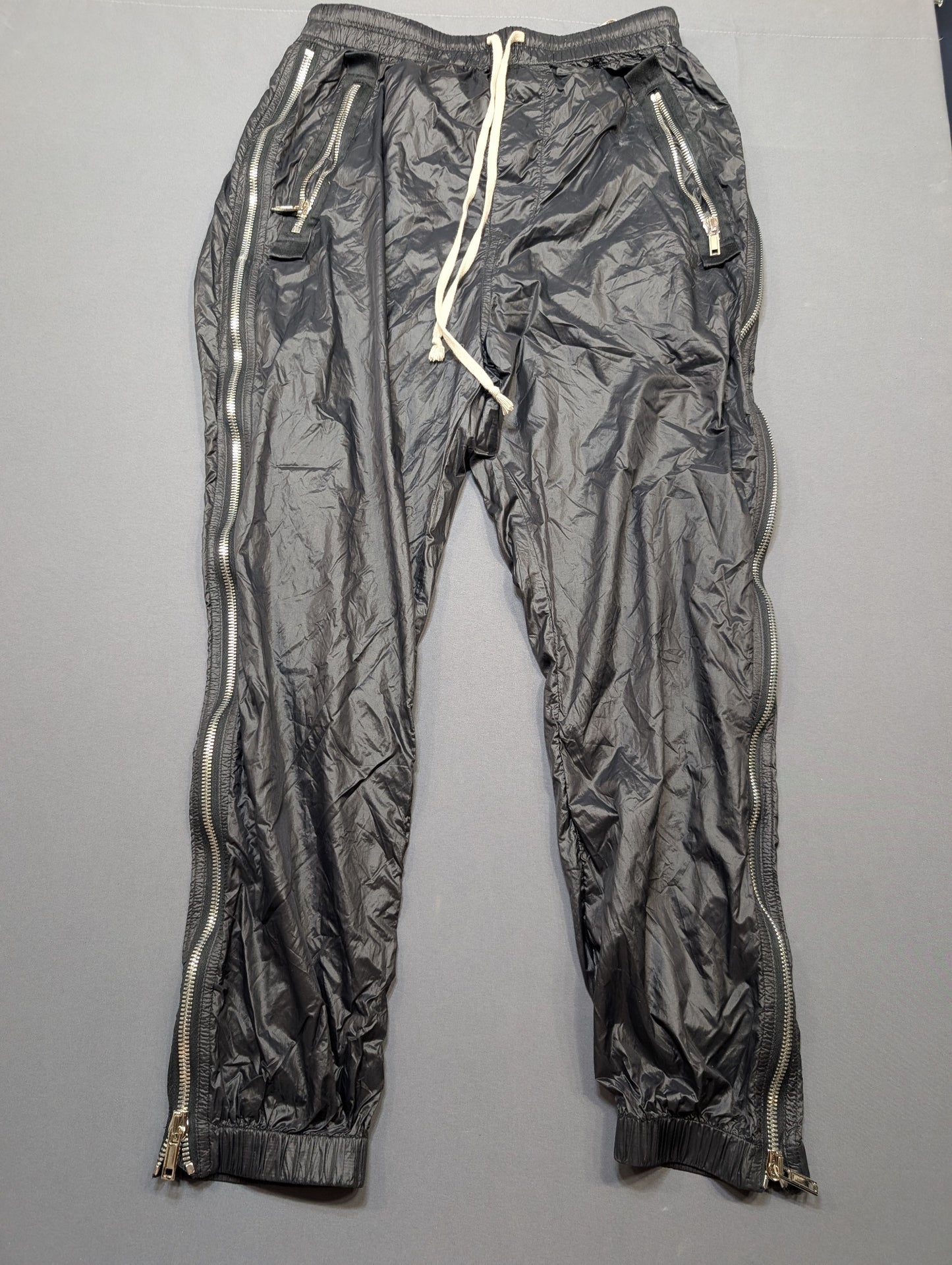 Rick Owens Gethsemane FW21 Zip Track Pants Black Nylon Size 48 IT