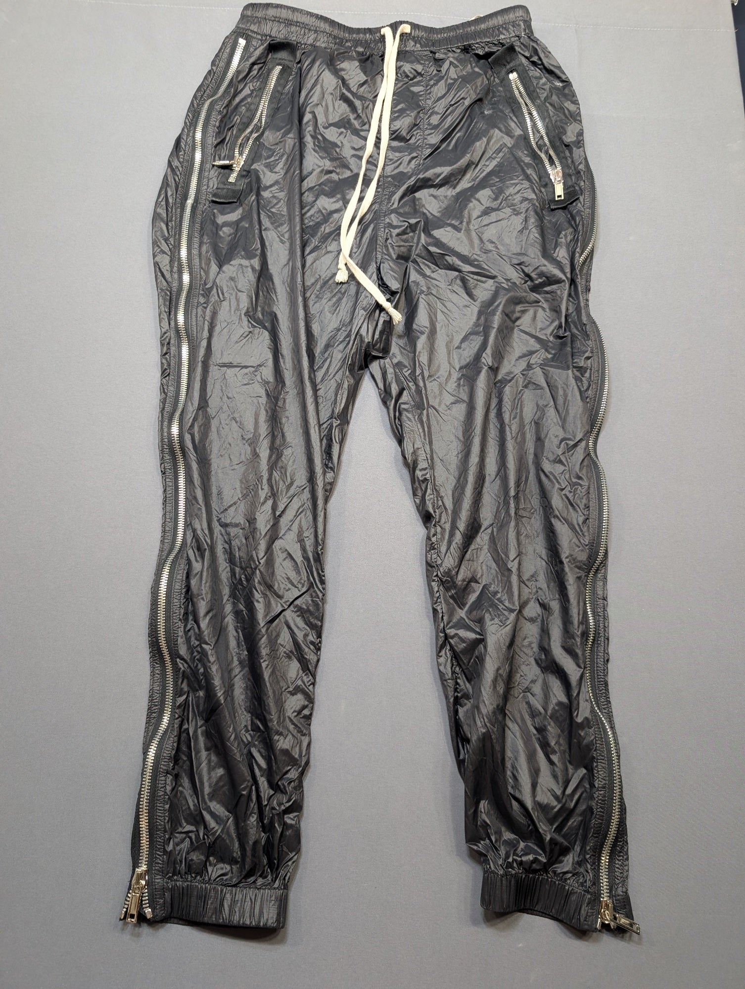 Rick Owens Gethsemane FW21 Zip Track Pants Black Nylon Size 48 IT