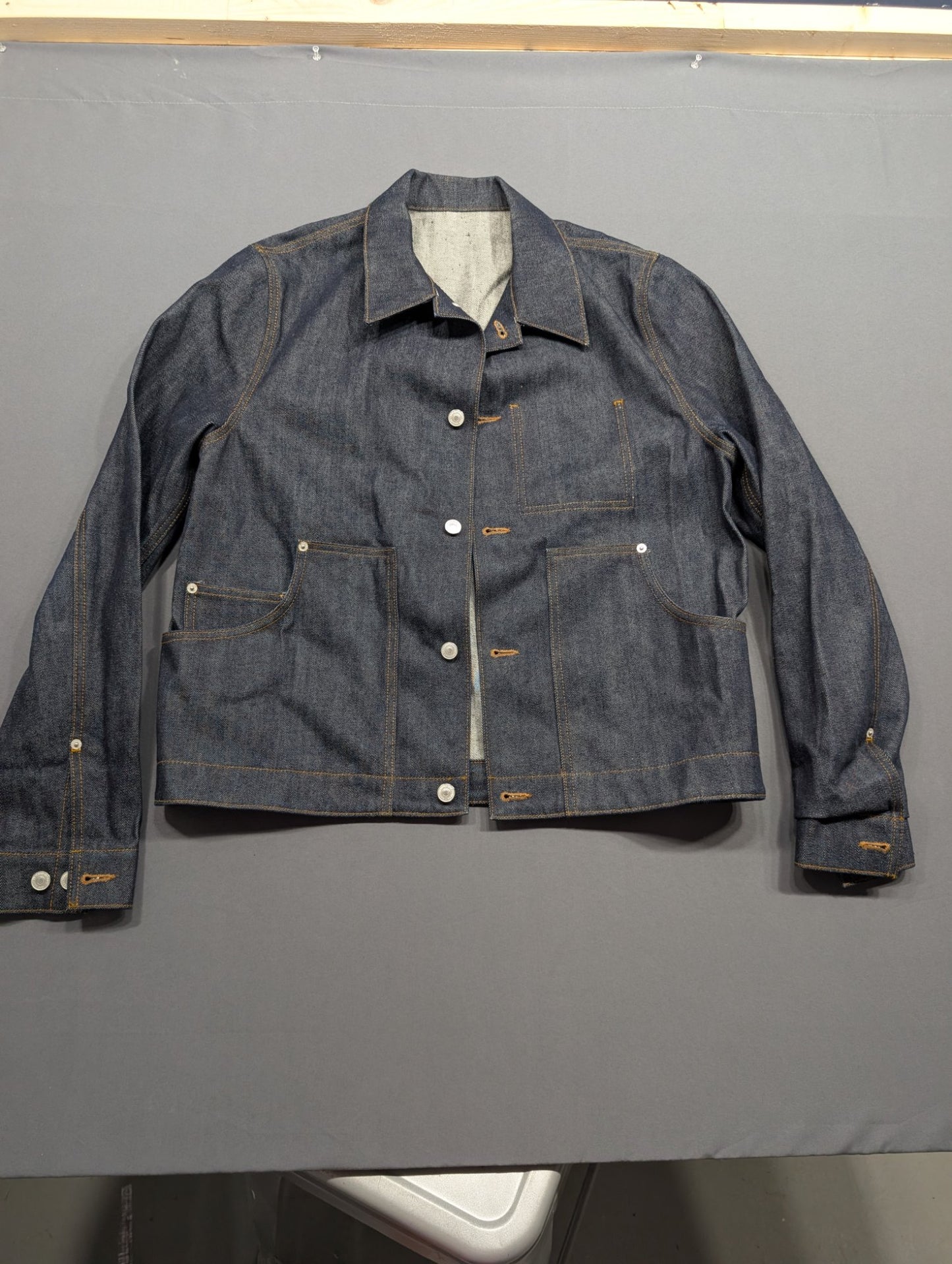 COS Raw Selvedge Denim Trucker Jacket Dark Indigo Blue XL