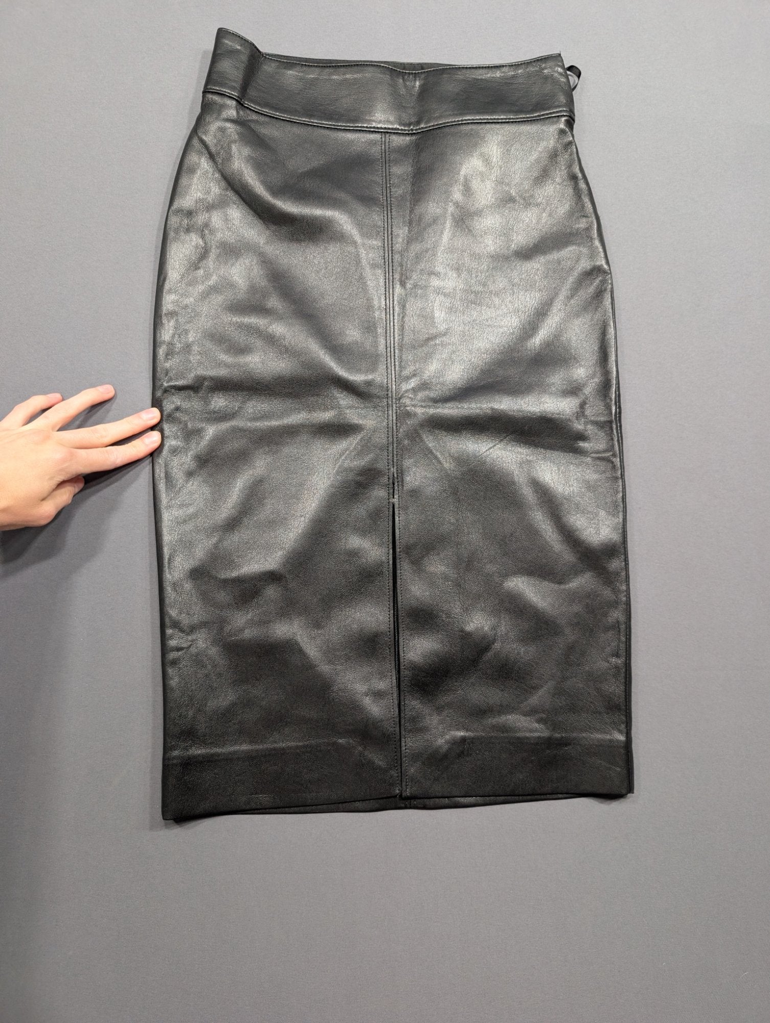 Babaton Black Leather Pencil Midi Skirt Size 00 High Waist