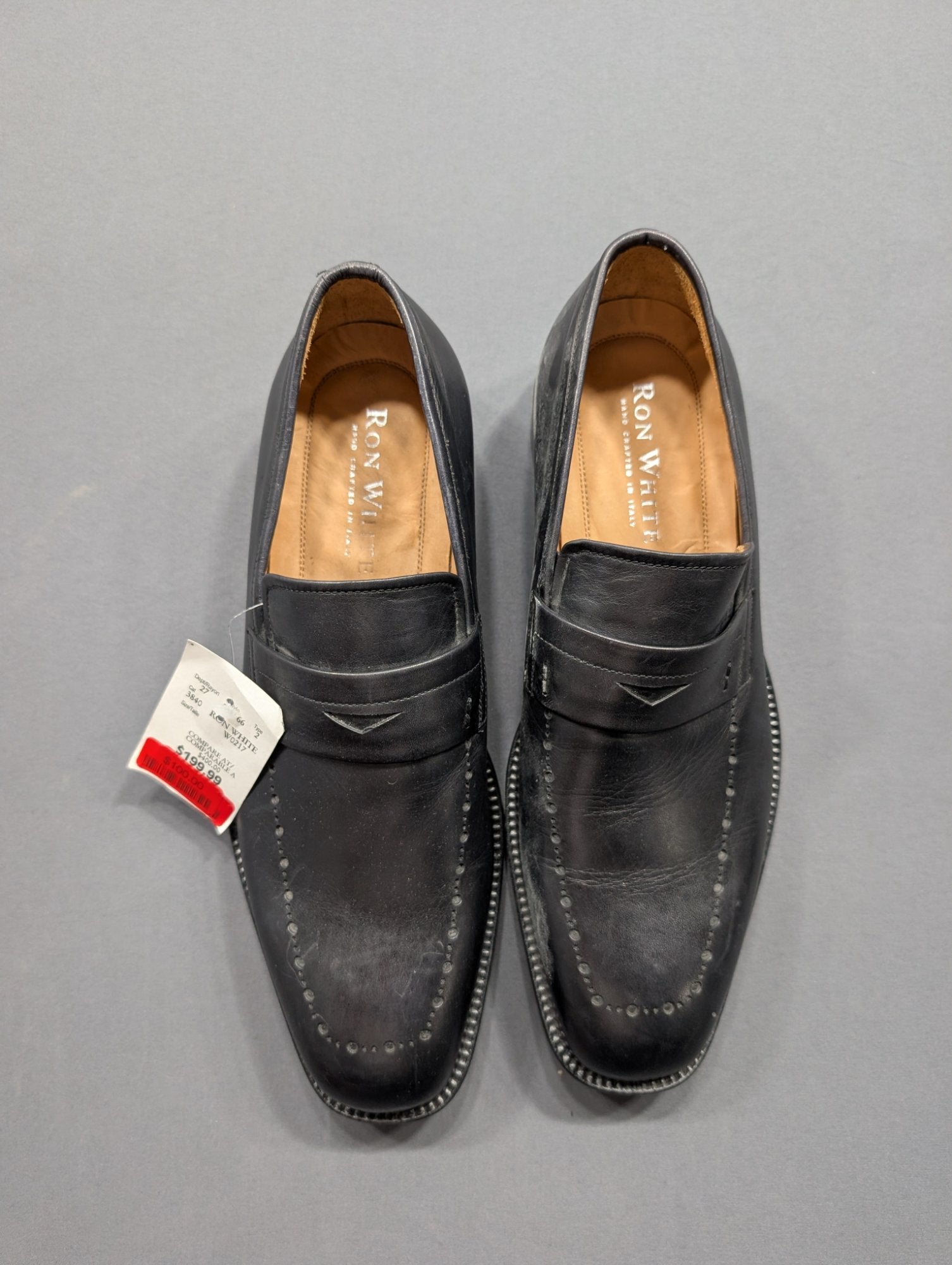 Ron White Cuoio Black Leather Penny Loafer Men's Dress Shoe Size 8
