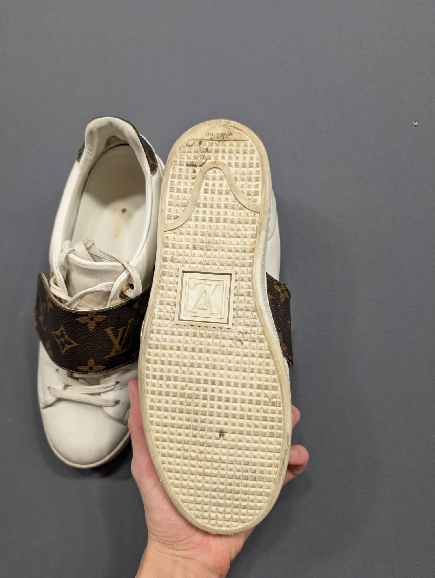 Louis Vuitton Frontrow Sneaker White Monogram Strap Women's